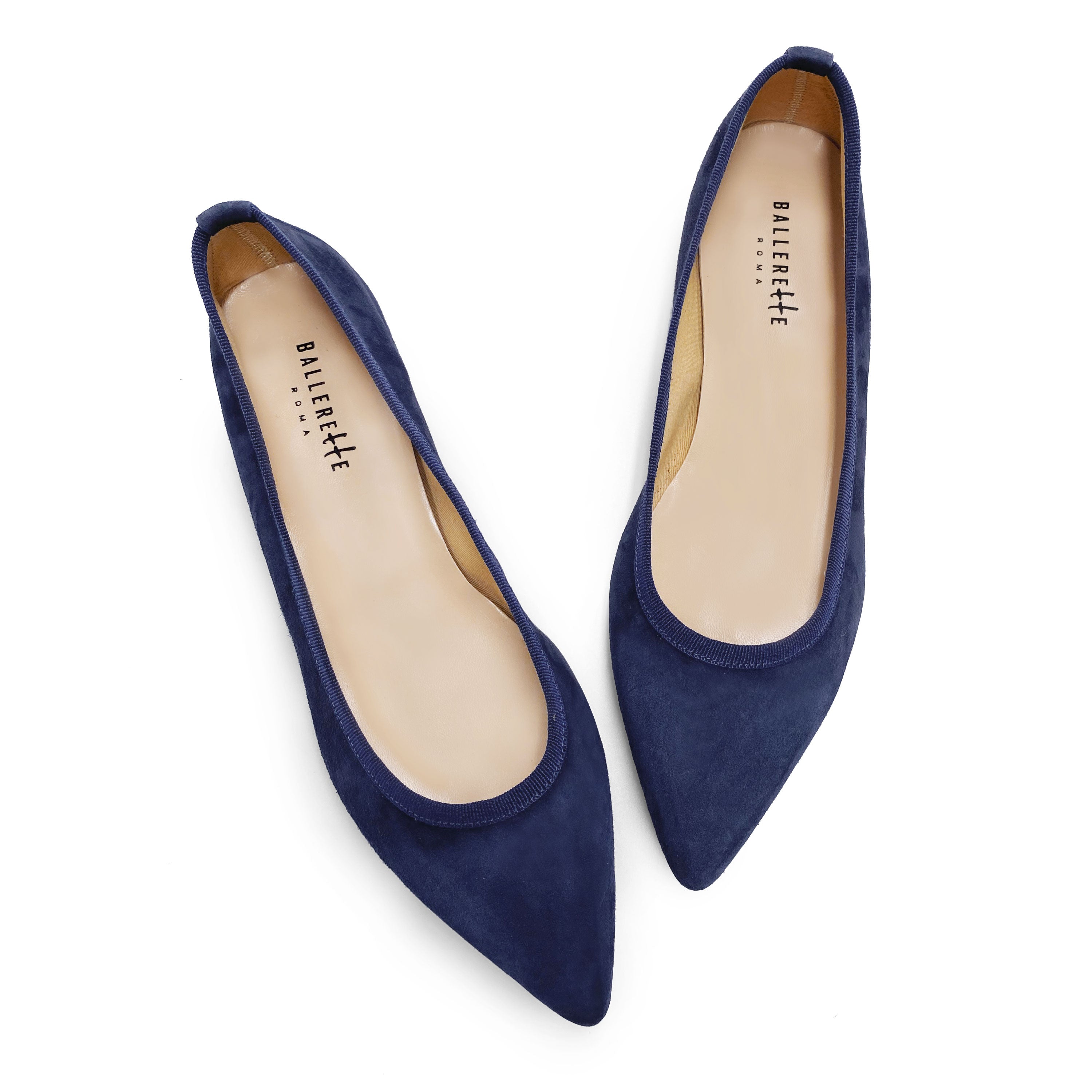 Blue pointed toe ballet flats