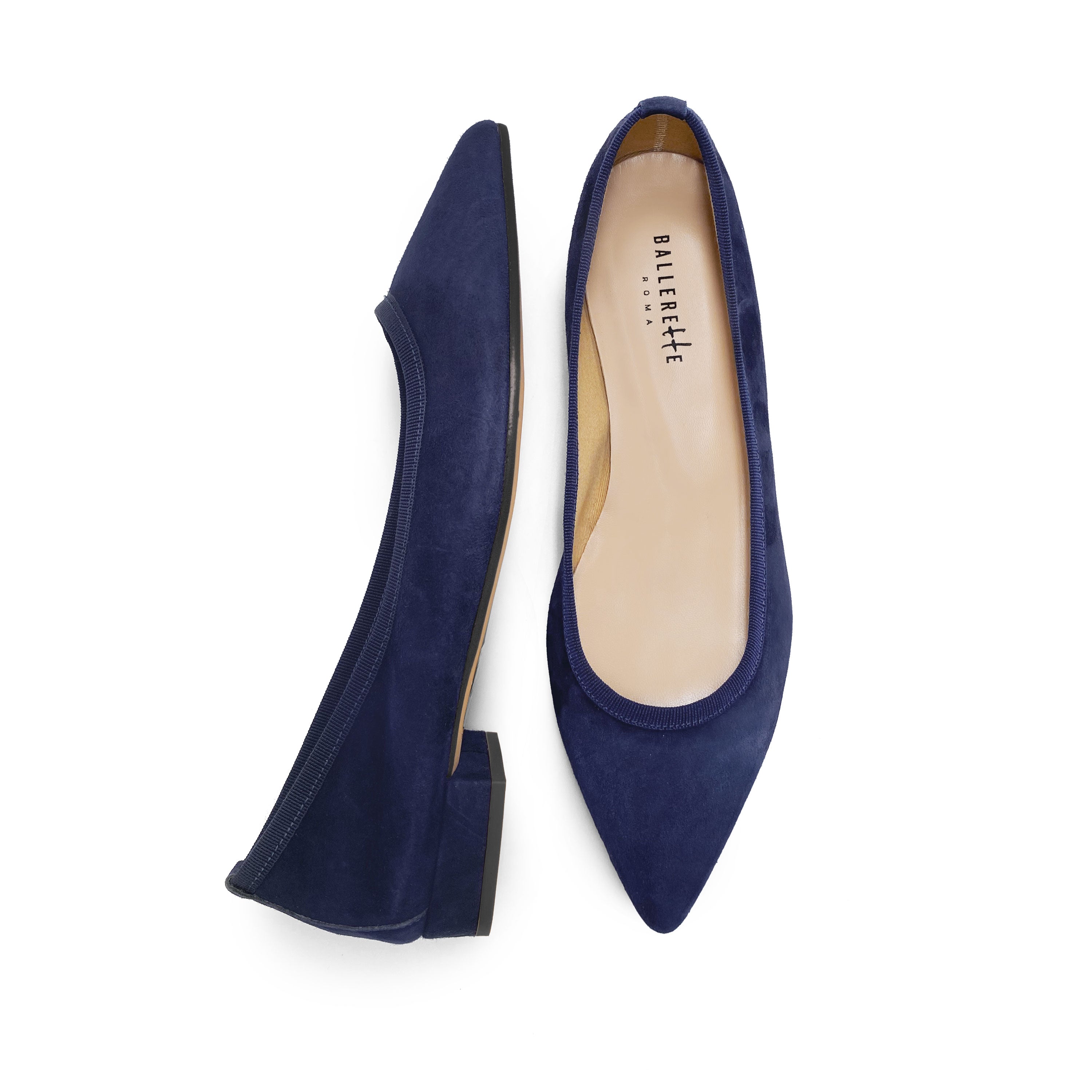 Blue pointed toe ballet flats