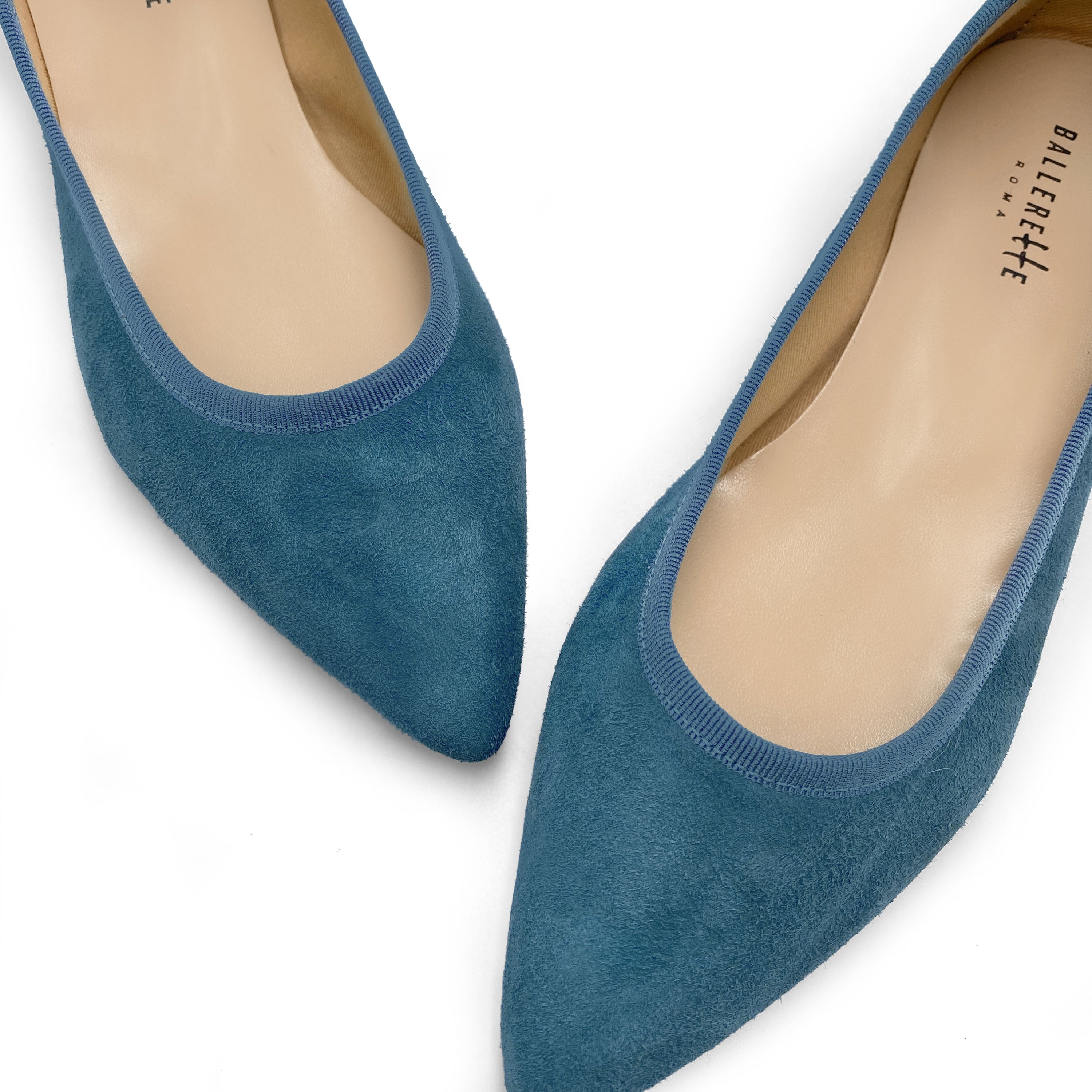 RACINE CARREE Wrap Ankle Pointed Toe Blue Suede deals Ballet Flats Italian EU 35 US 5