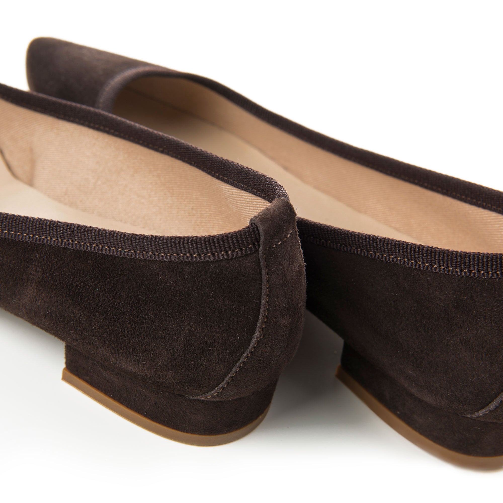 Pointed toe dark brown suede ballet flats