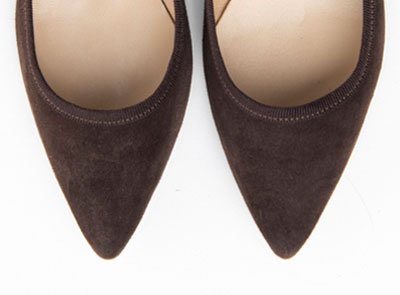 Pointed toe dark brown suede ballet flats