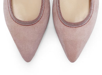 Blush Pink Suede Pointed Toe Ballet Flats