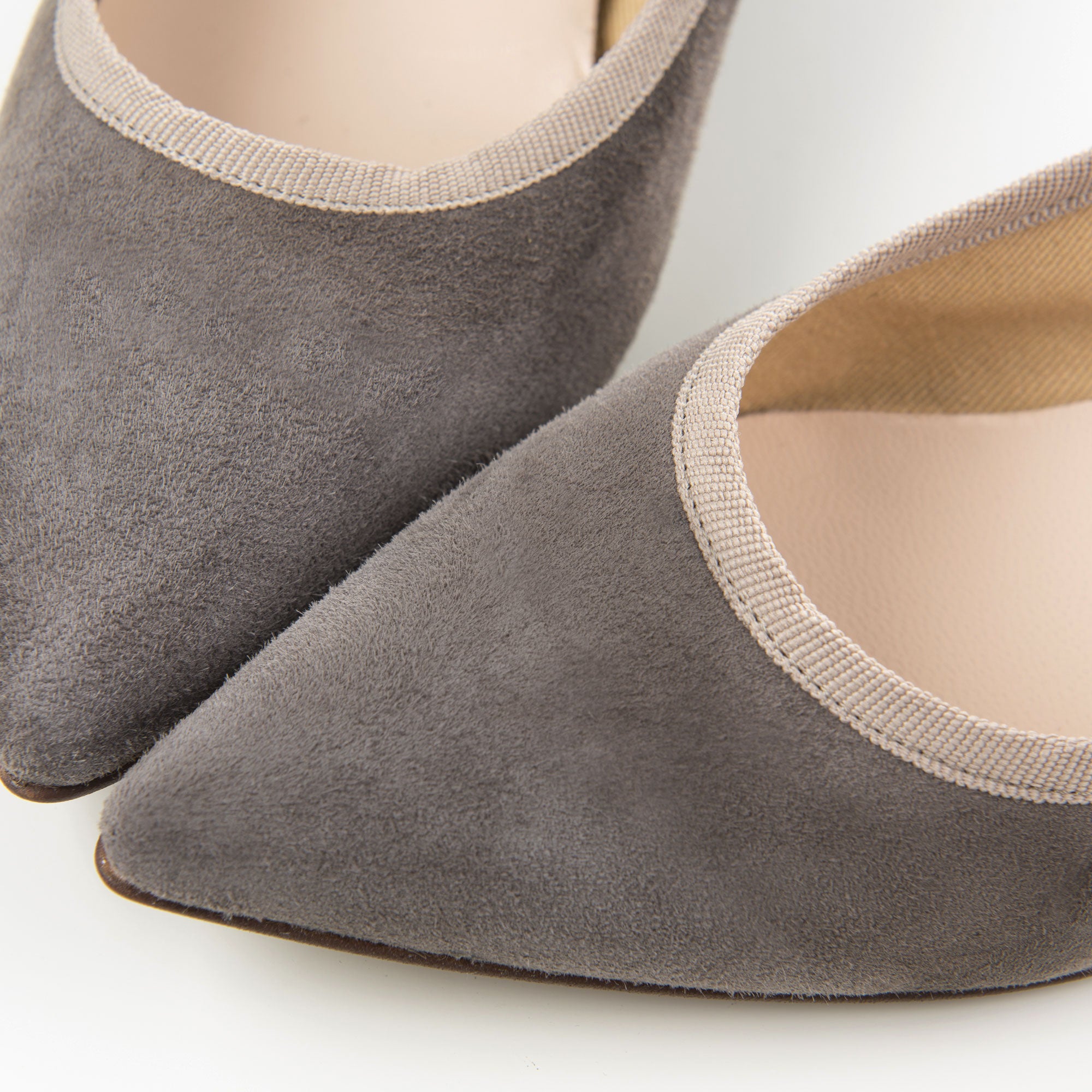 Pointed toe taupe suede ballet flats