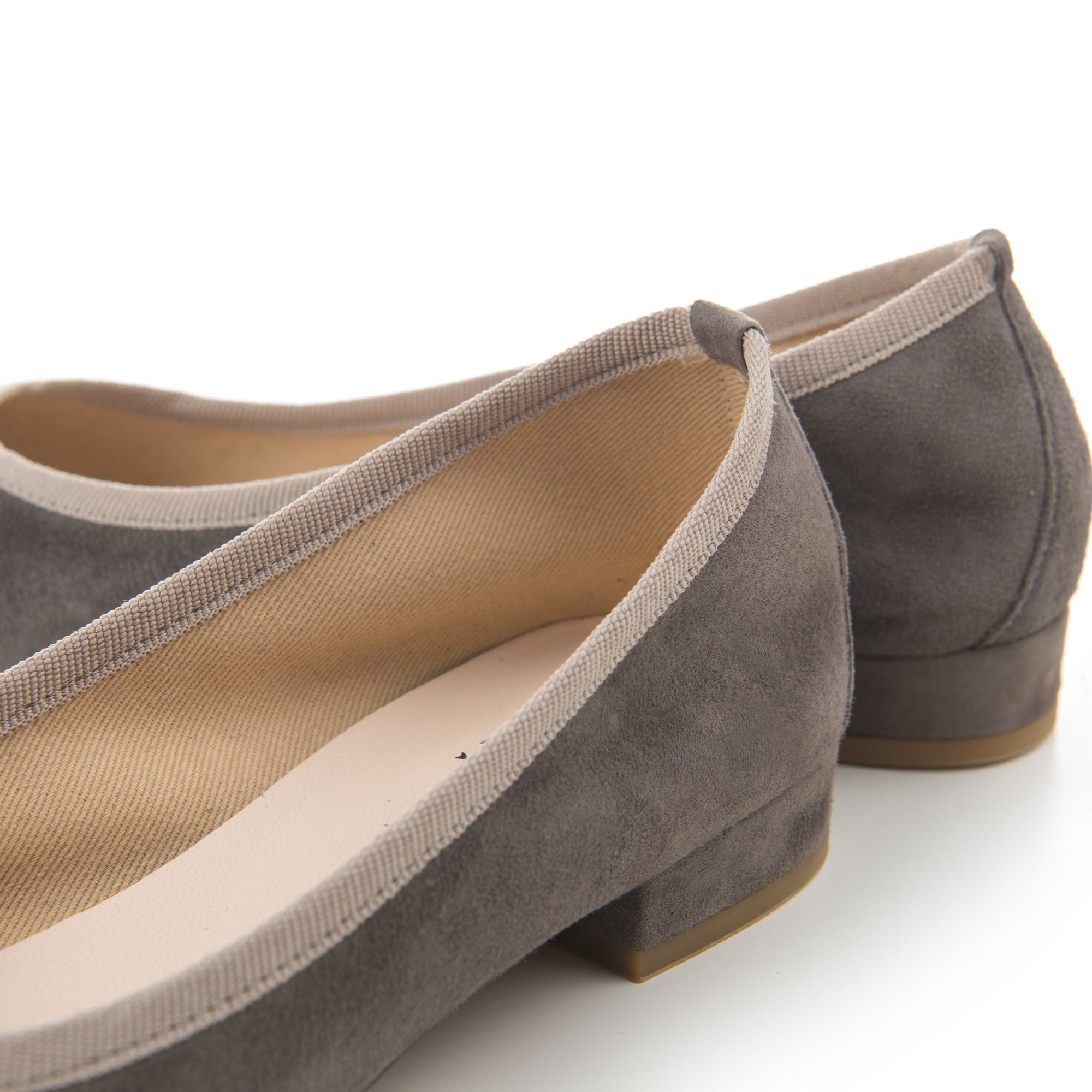 Pointed toe taupe suede ballet flats