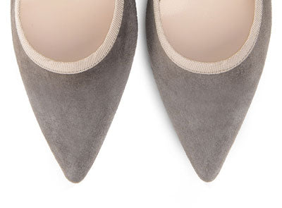 Pointed toe taupe suede ballet flats