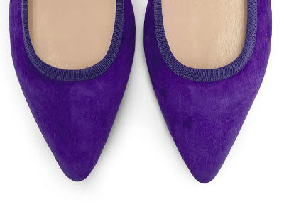 Pointed toe purple suede ballet flats