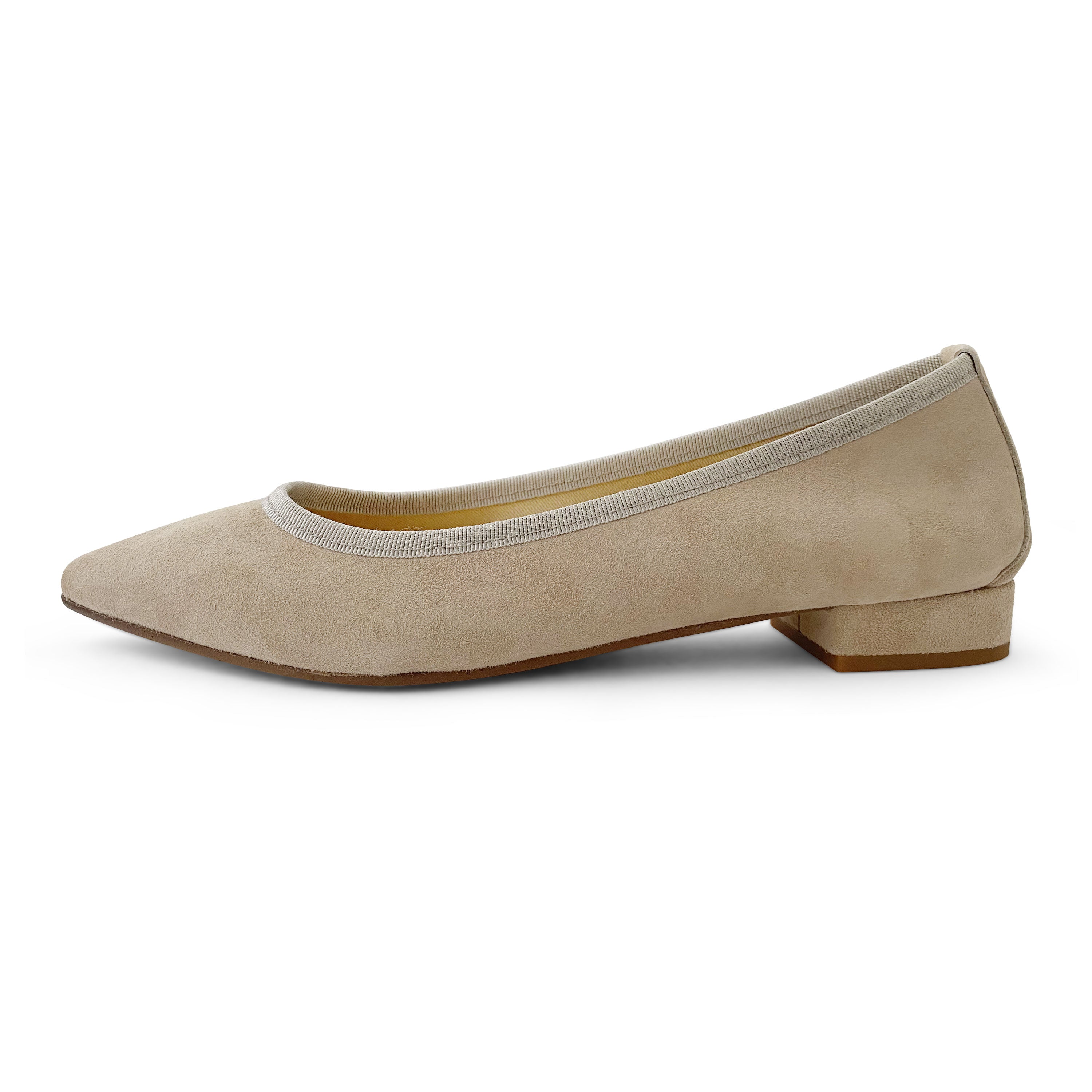 Pointed toe dove gray suede ballet flats