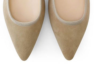 Pointed toe dove gray suede ballet flats