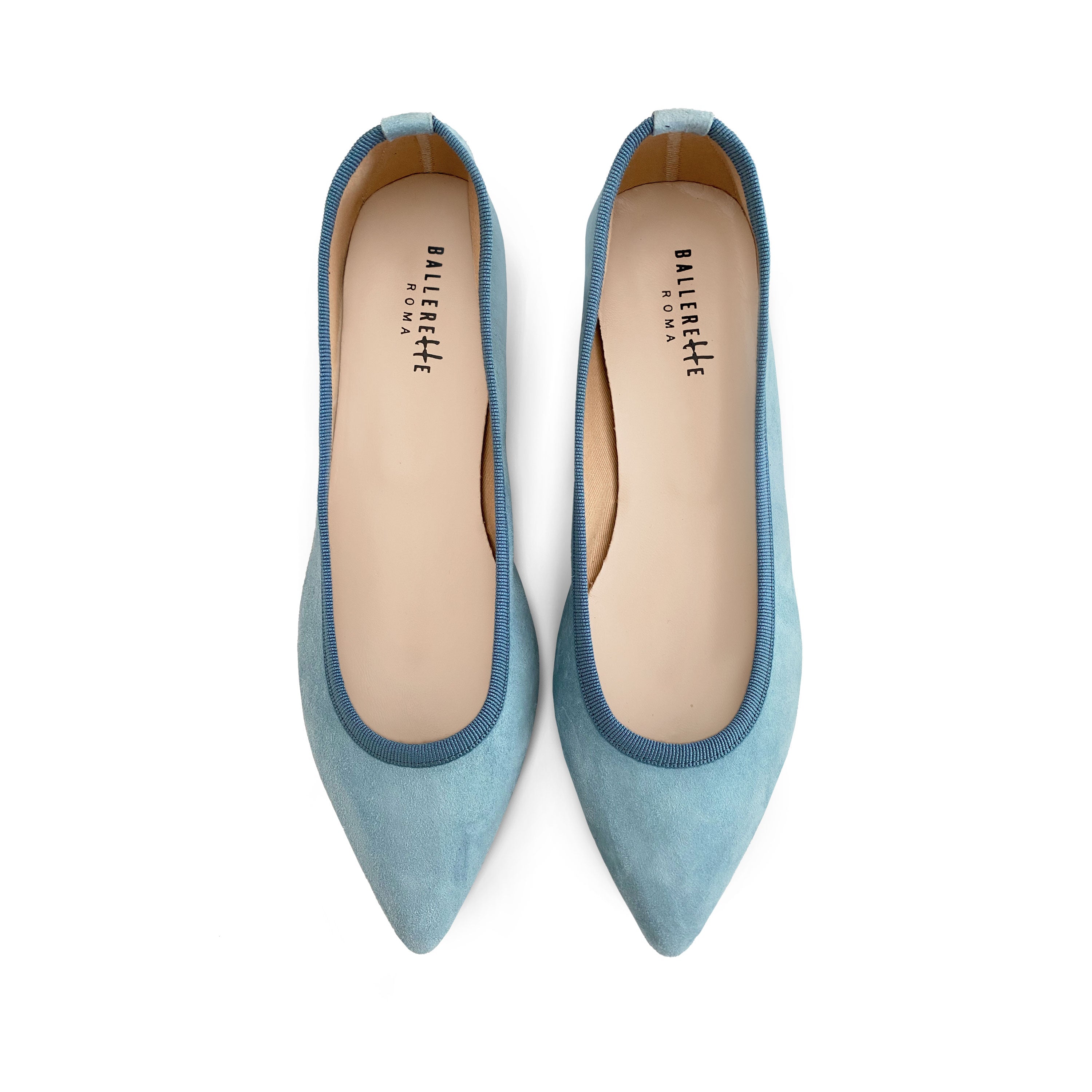 Powder Blue Suede Pointed toe Ballet Flats