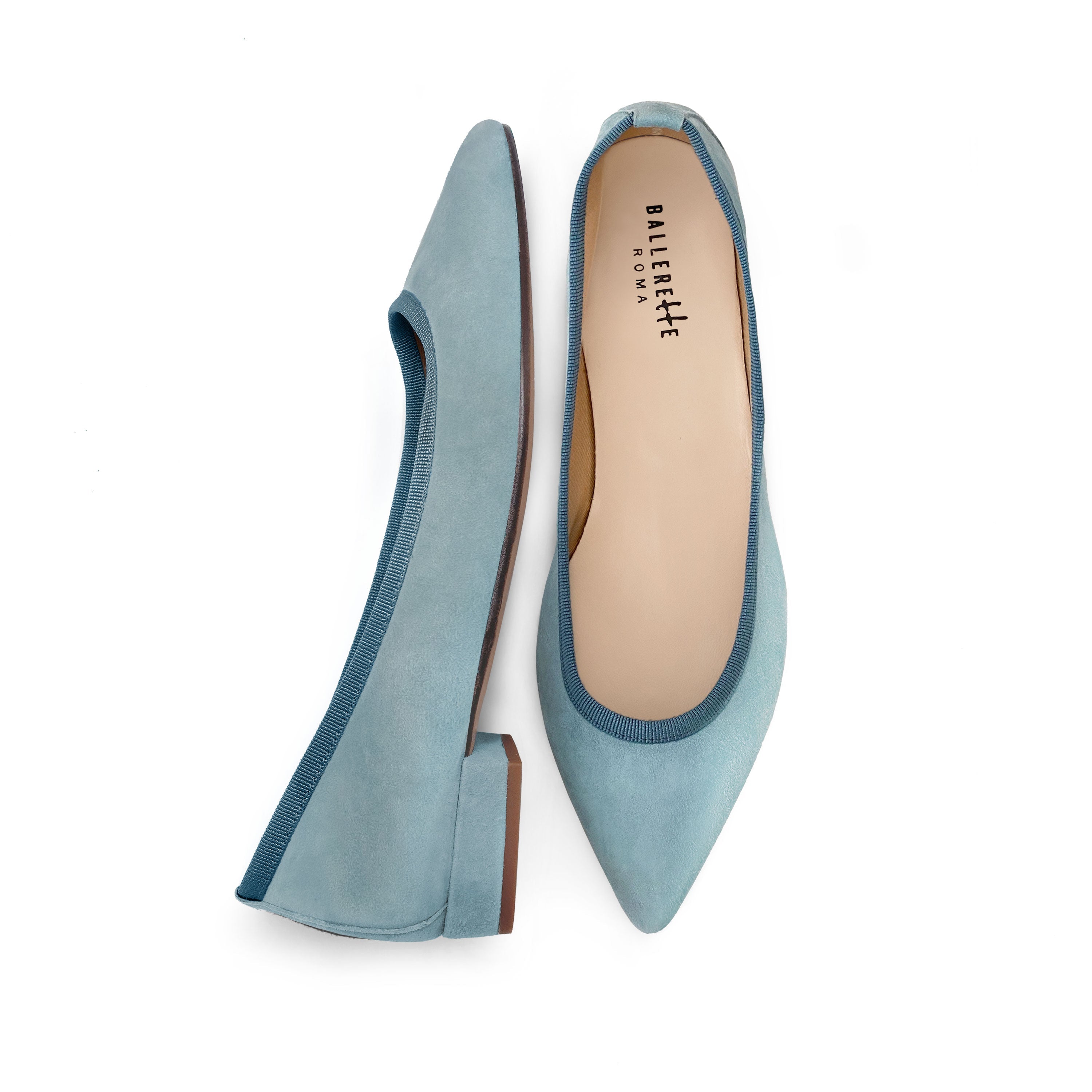 Powder Blue Suede Pointed toe Ballet Flats