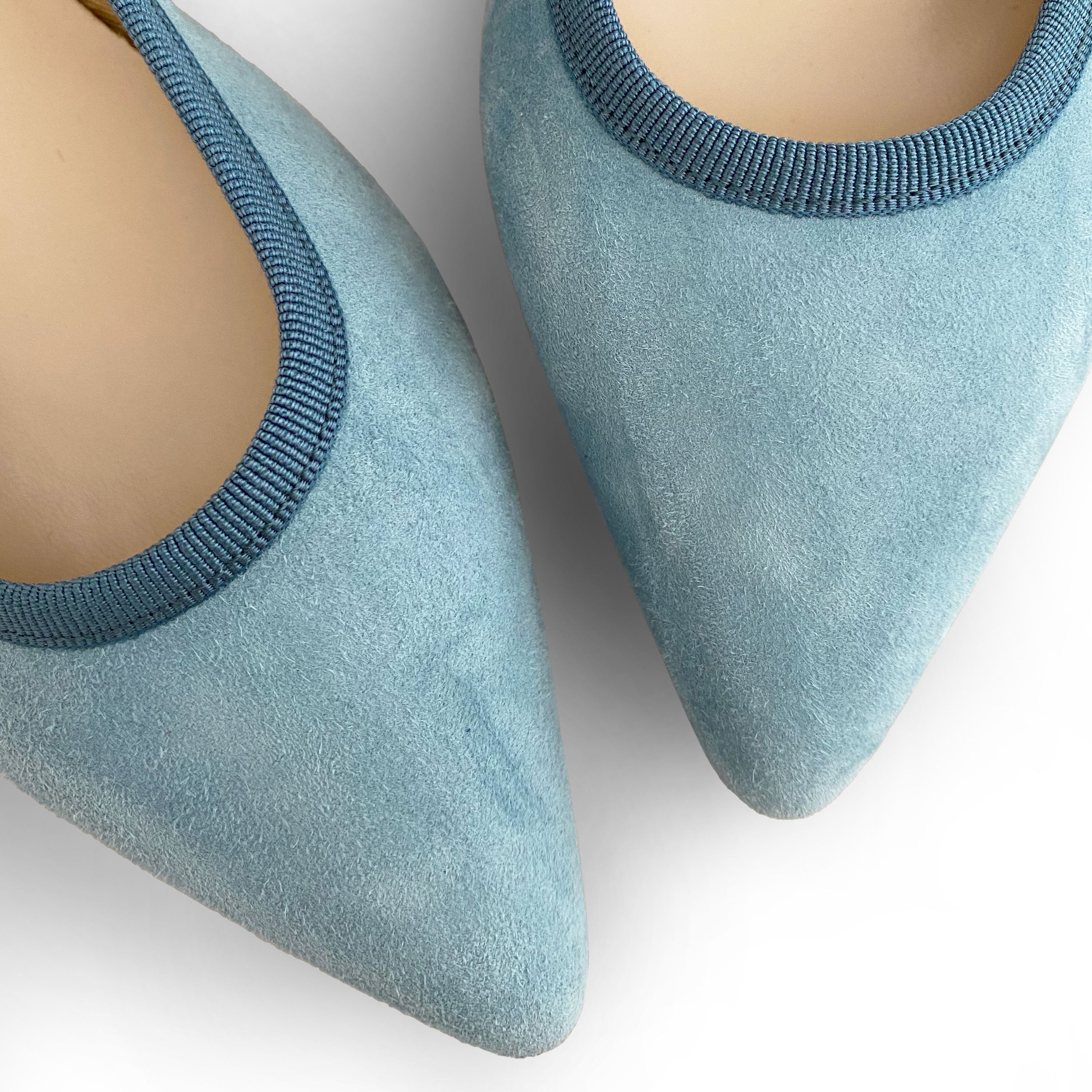 Powder Blue Suede Pointed toe Ballet Flats