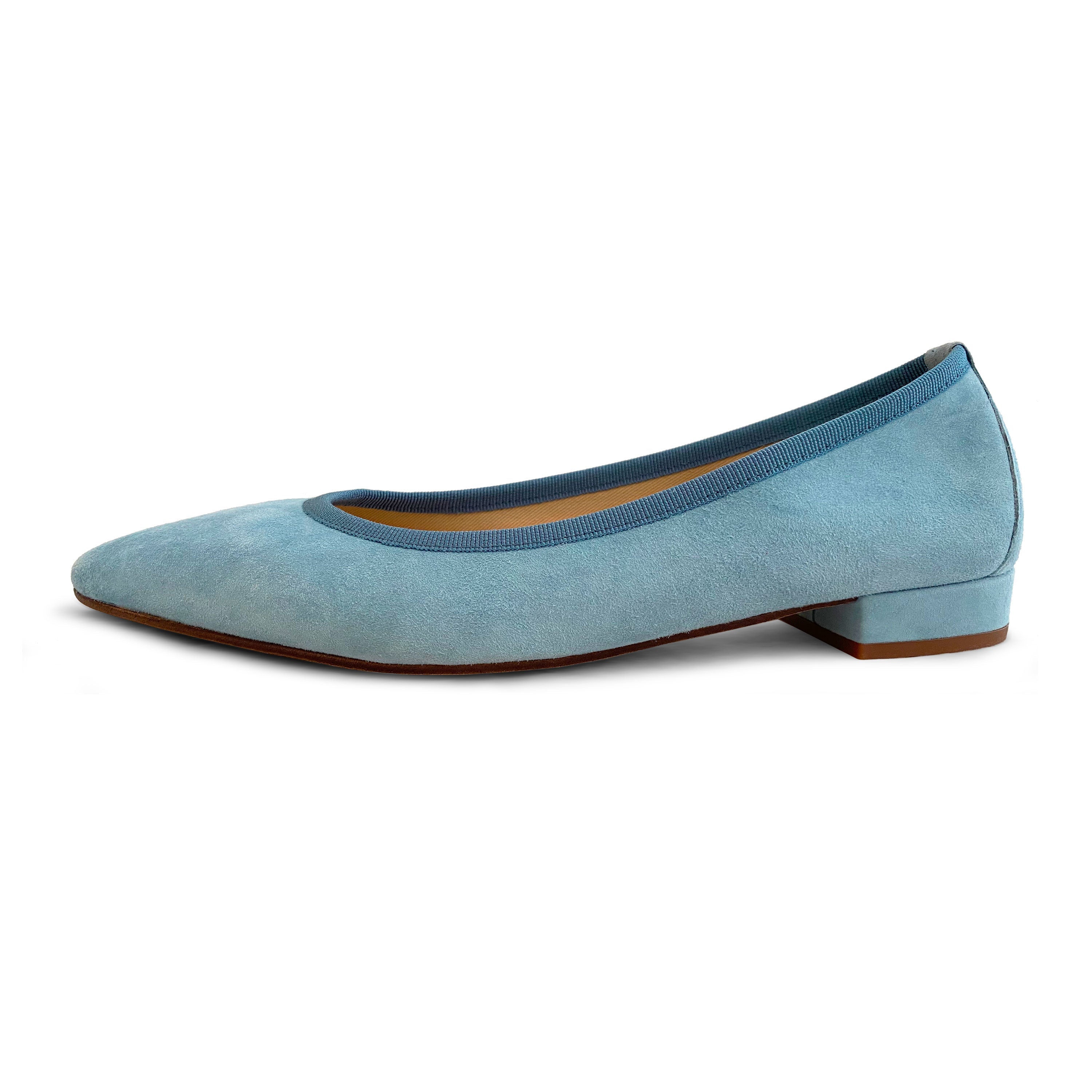 Powder Blue Suede Pointed toe Ballet Flats