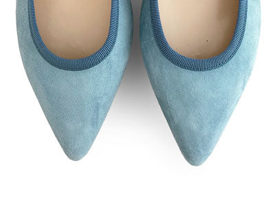 Powder Blue Suede Pointed toe Ballet Flats