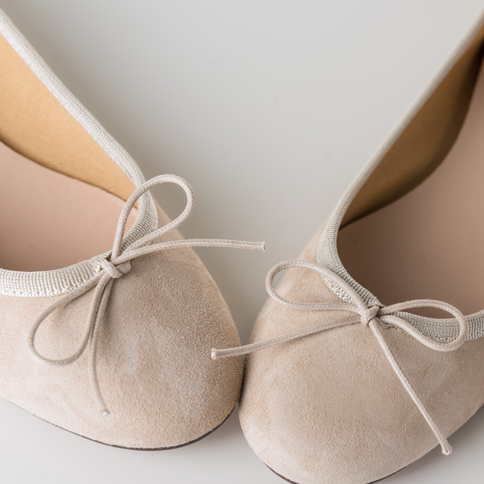 Beige suede ballet flats