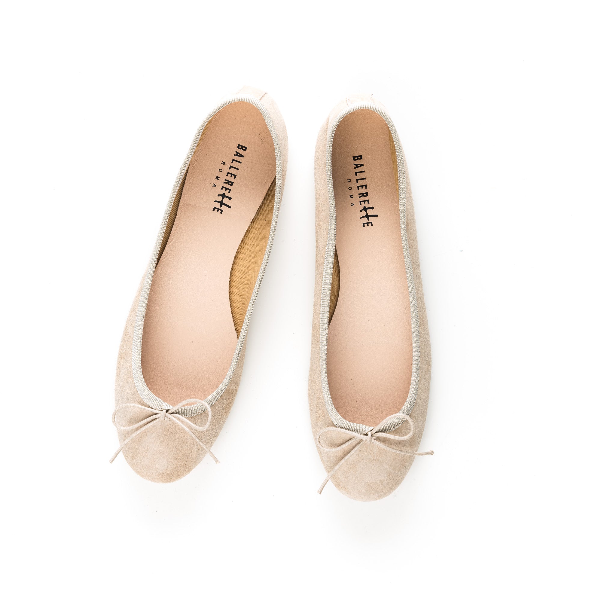 Beige suede ballet flats