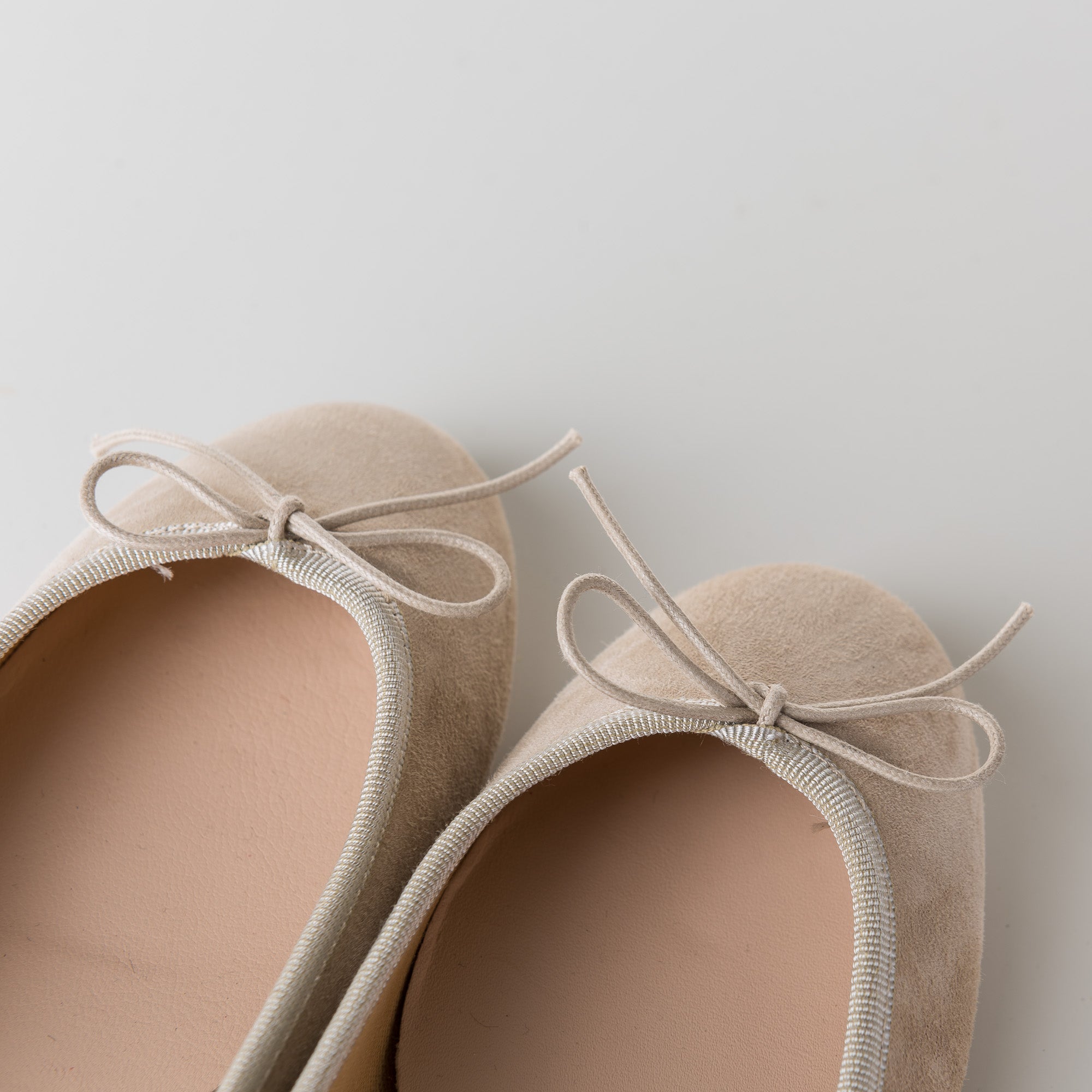 Beige suede ballet flats