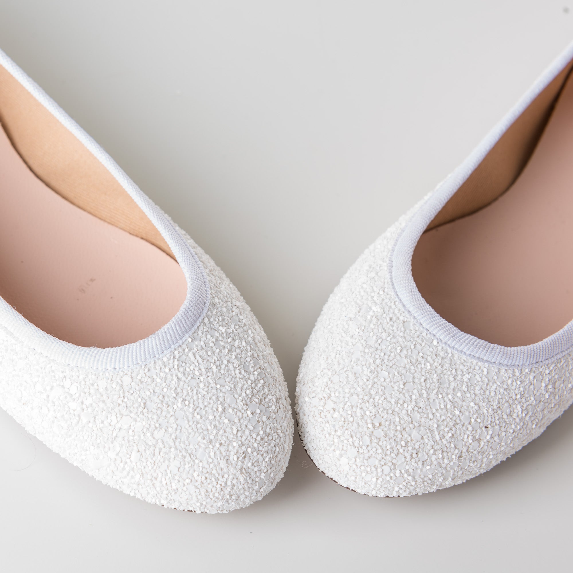 White glitter bridal ballet flats