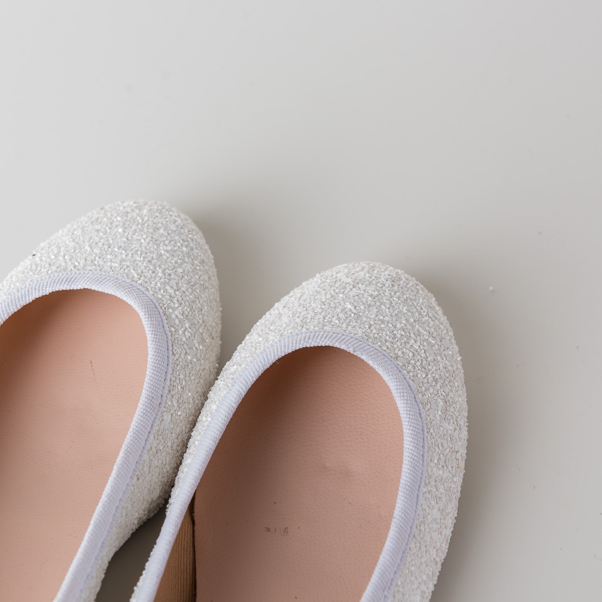 White glitter bridal ballet flats