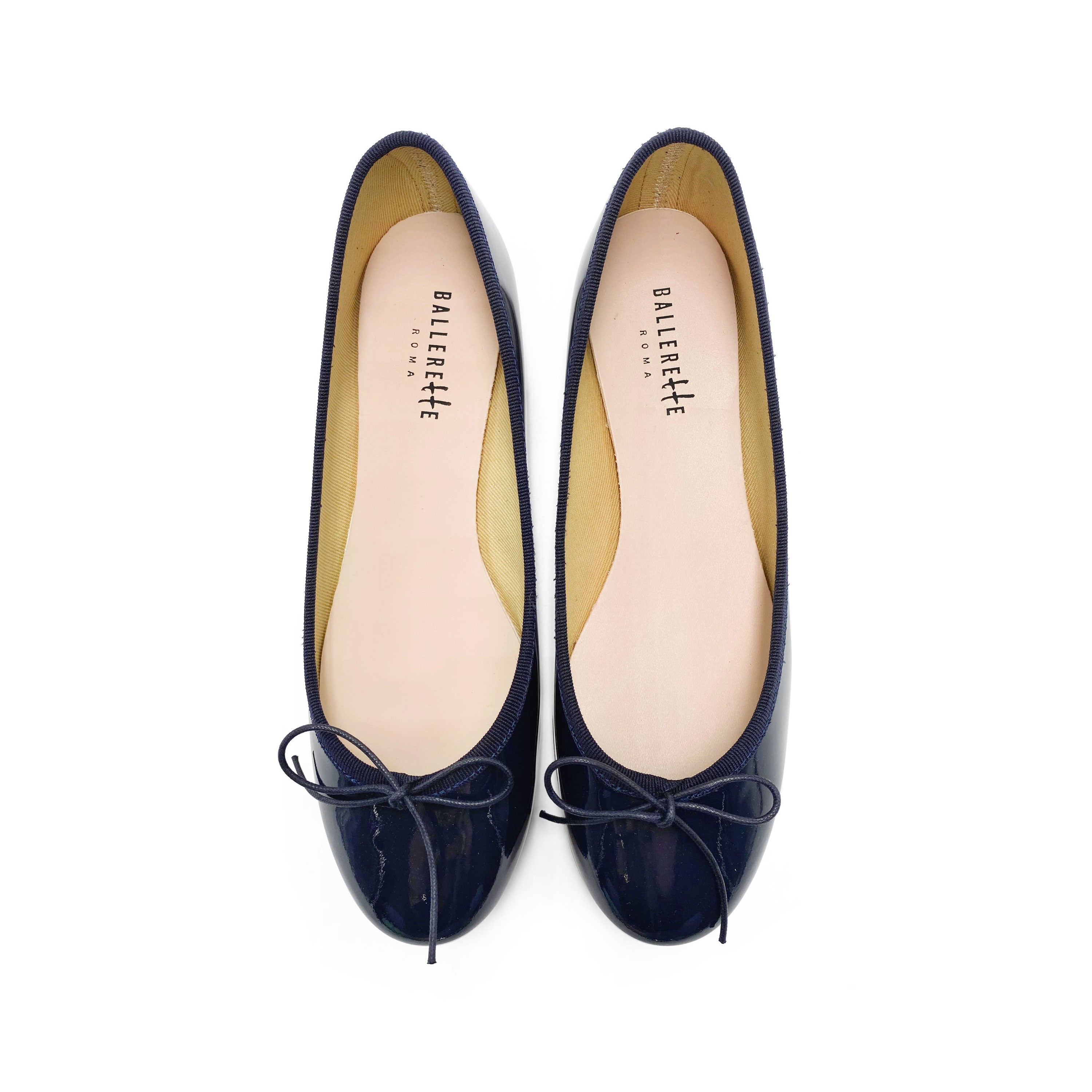 Blue patent leather ballet flats