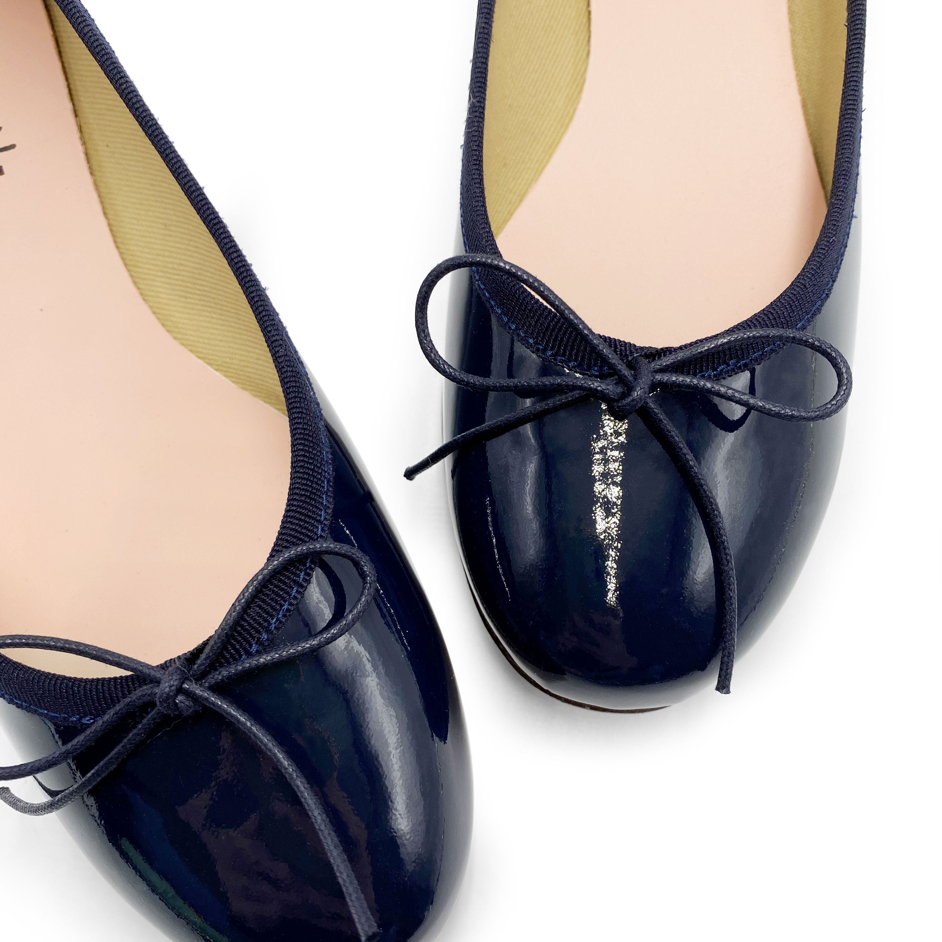 Blue patent leather ballet flats