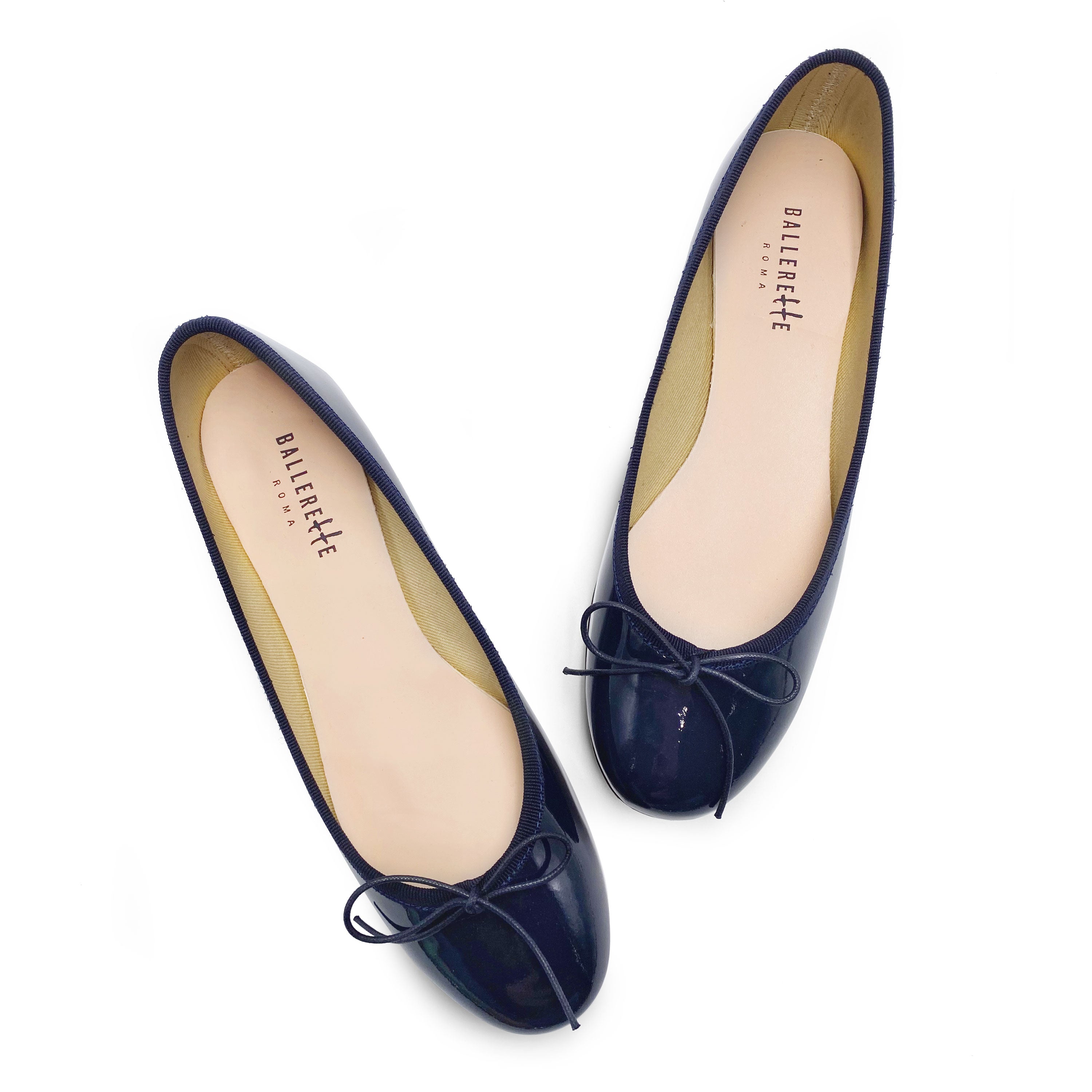 Blue patent leather ballet flats