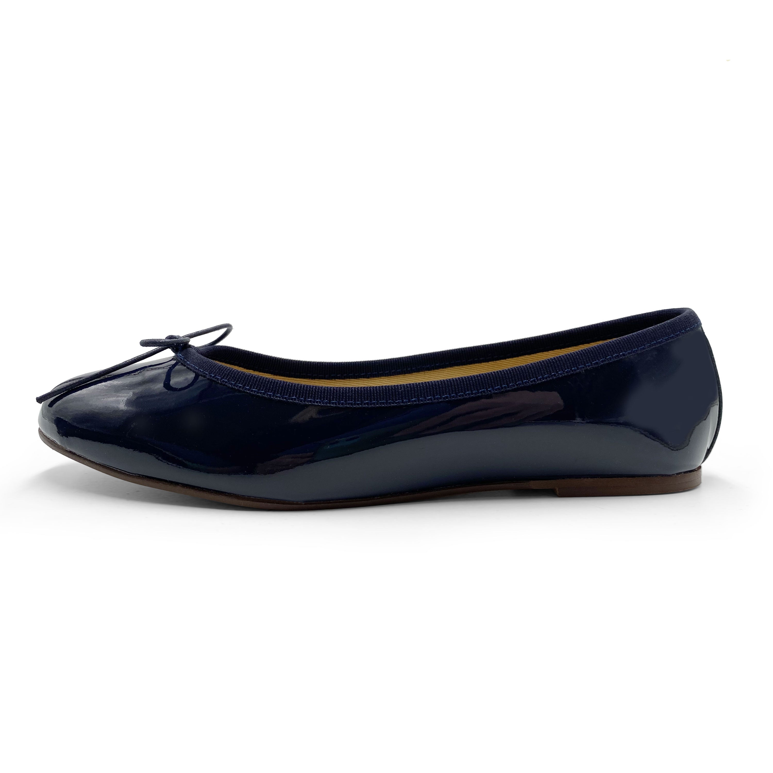 Blue patent leather ballet flats