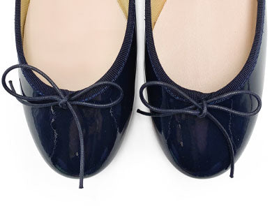 Blue patent leather ballet flats