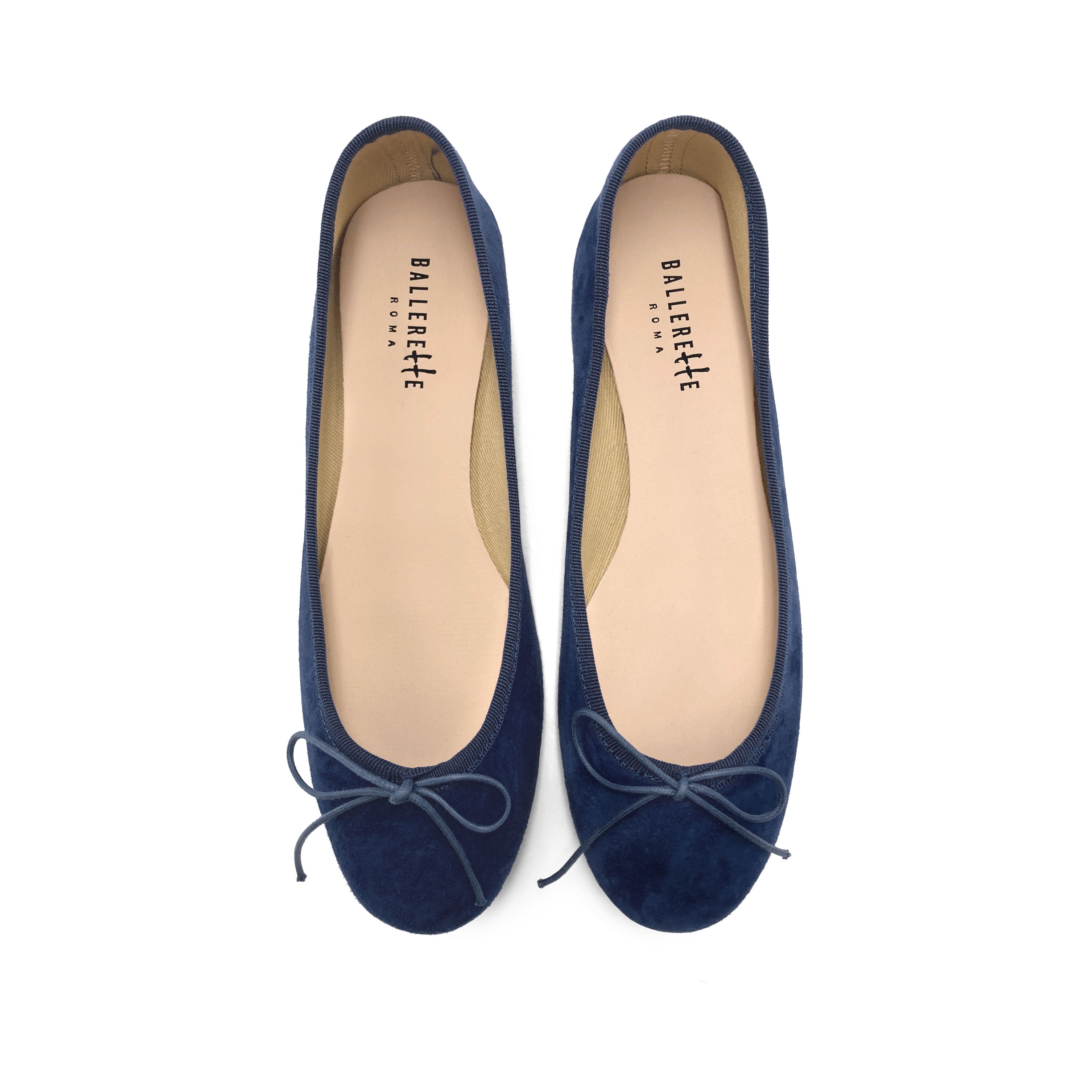 Navy blue suede ballet flats