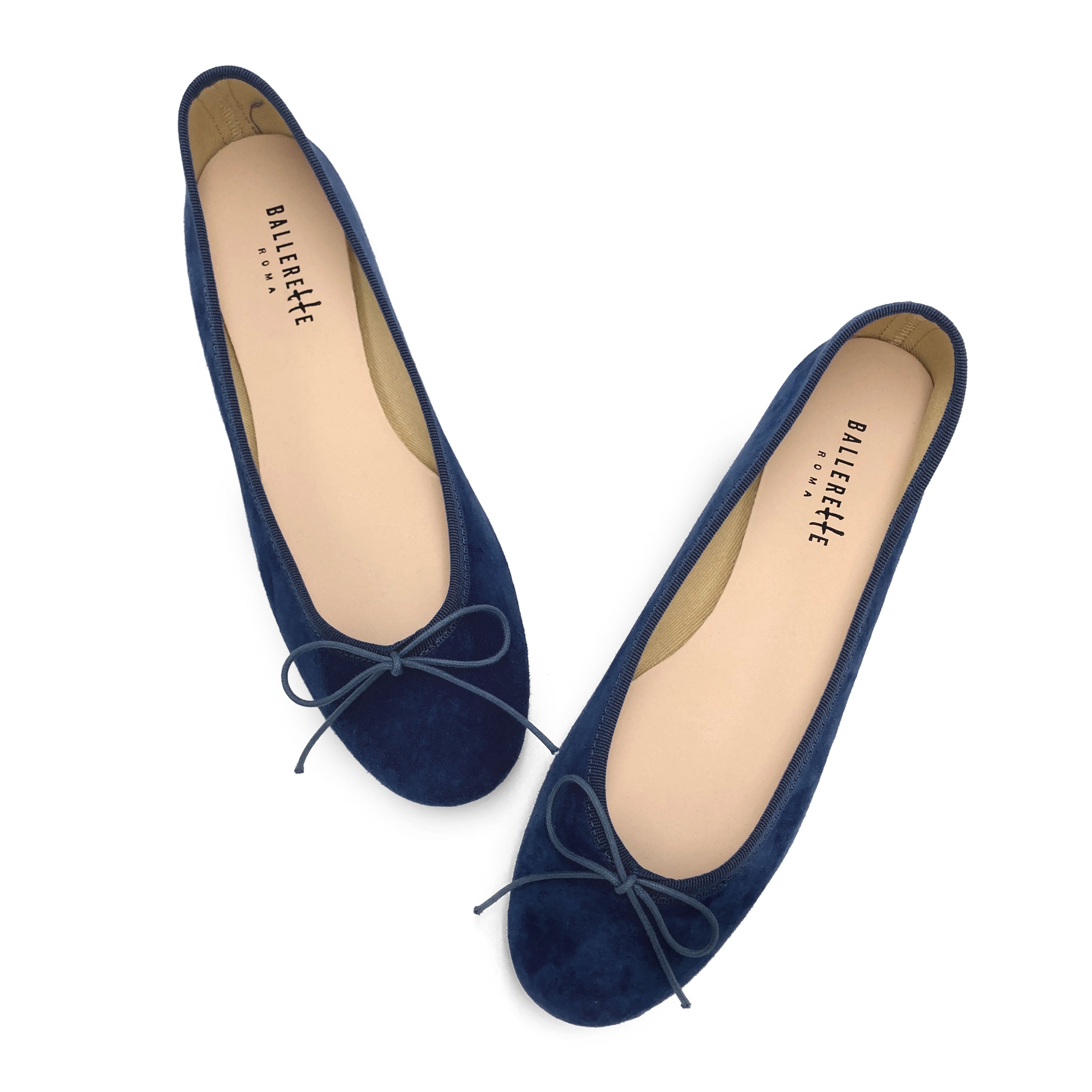 Navy blue suede ballet flats