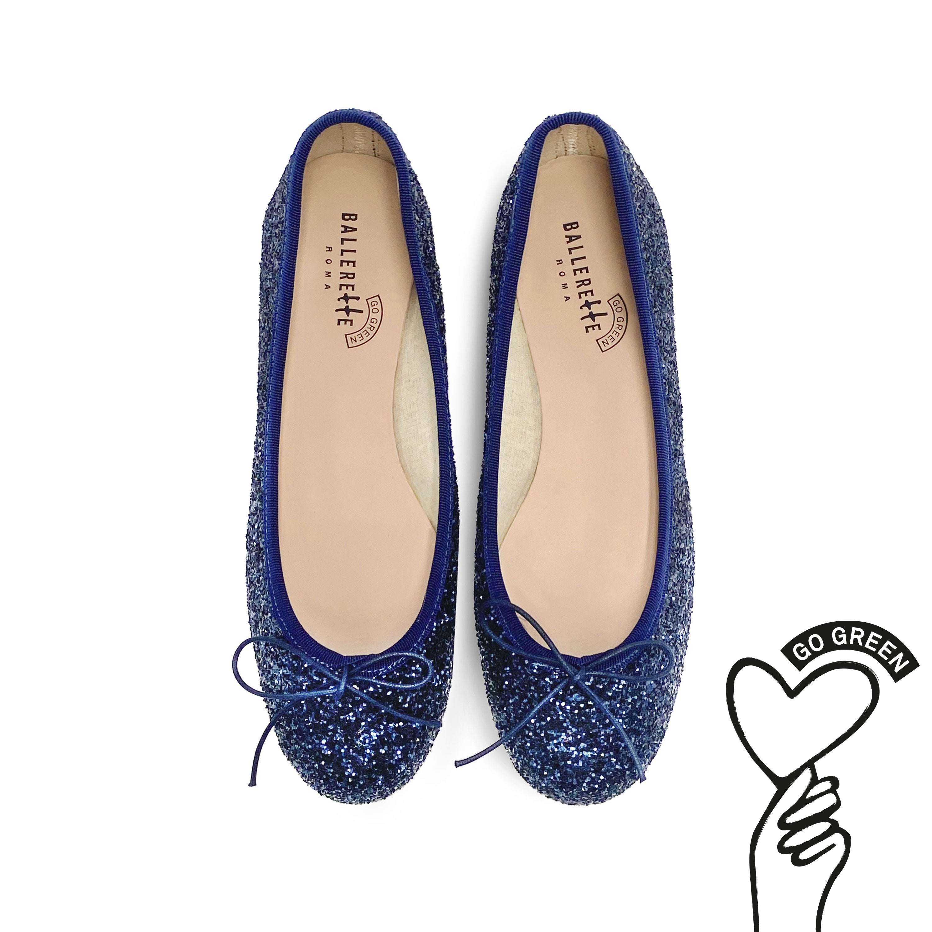 TT GO GREEN Collection - Blue glitter ballet flats in ECO fabric