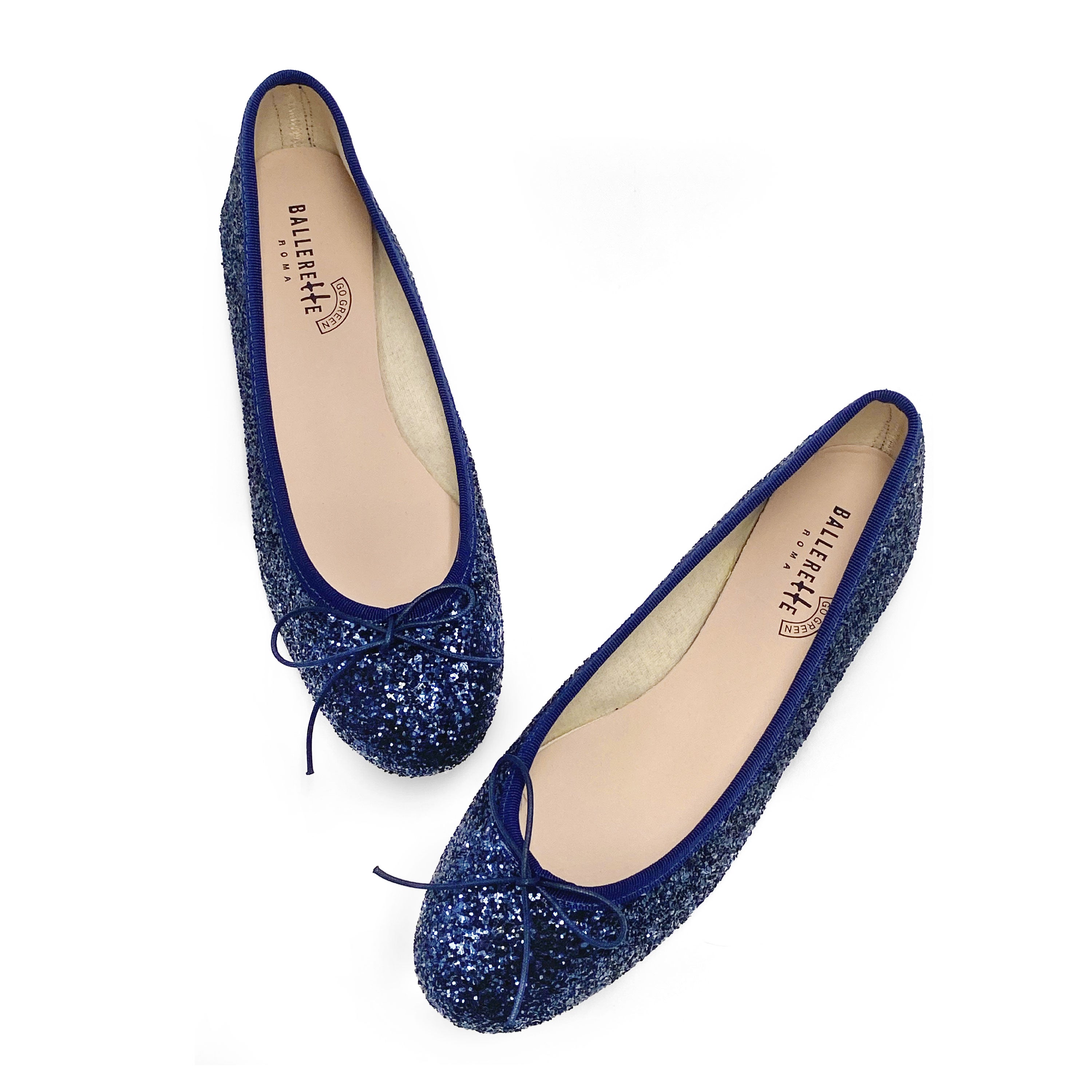 TT GO GREEN Collection - Blue glitter ballet flats in ECO fabric