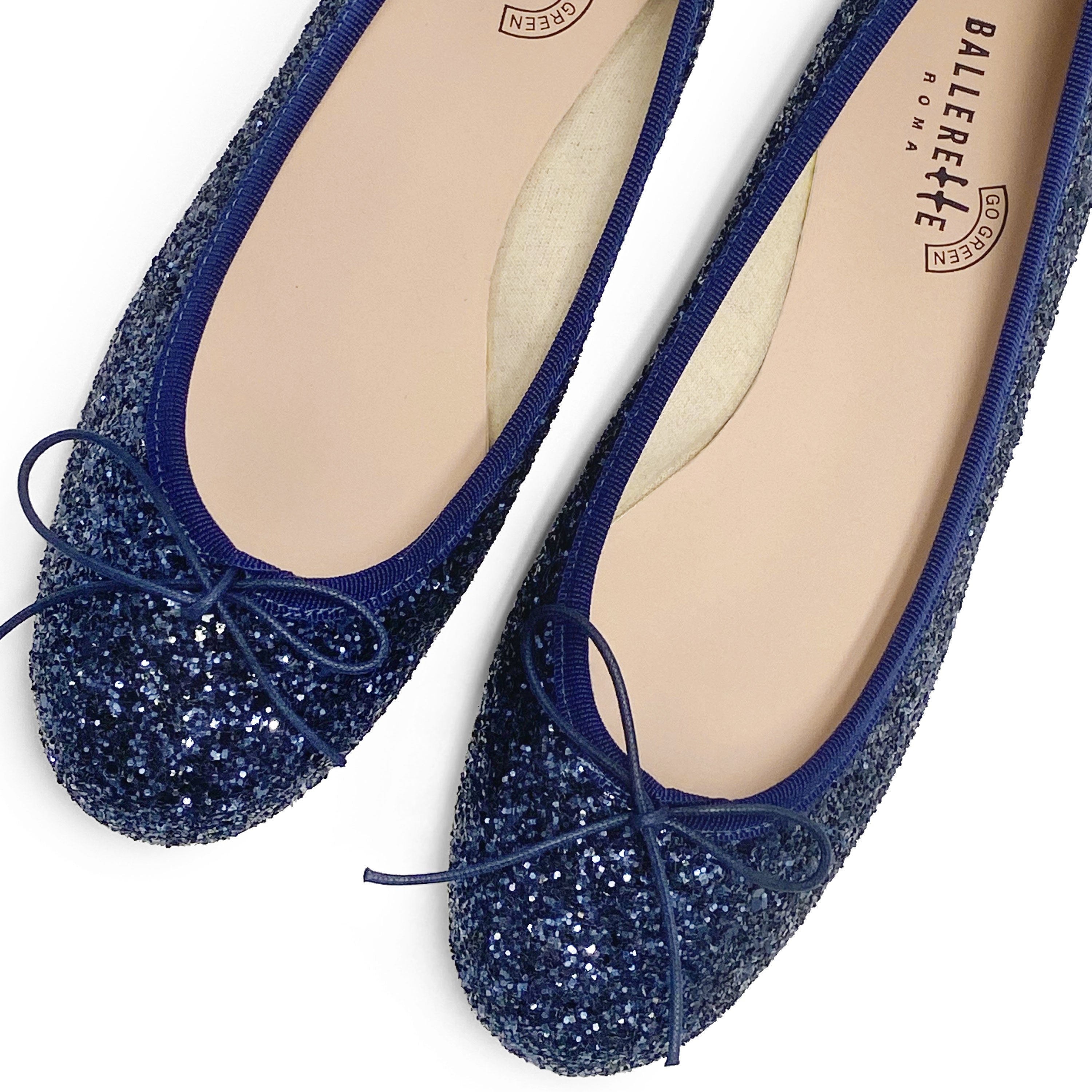 TT GO GREEN Collection - Blue glitter ballet flats in ECO fabric