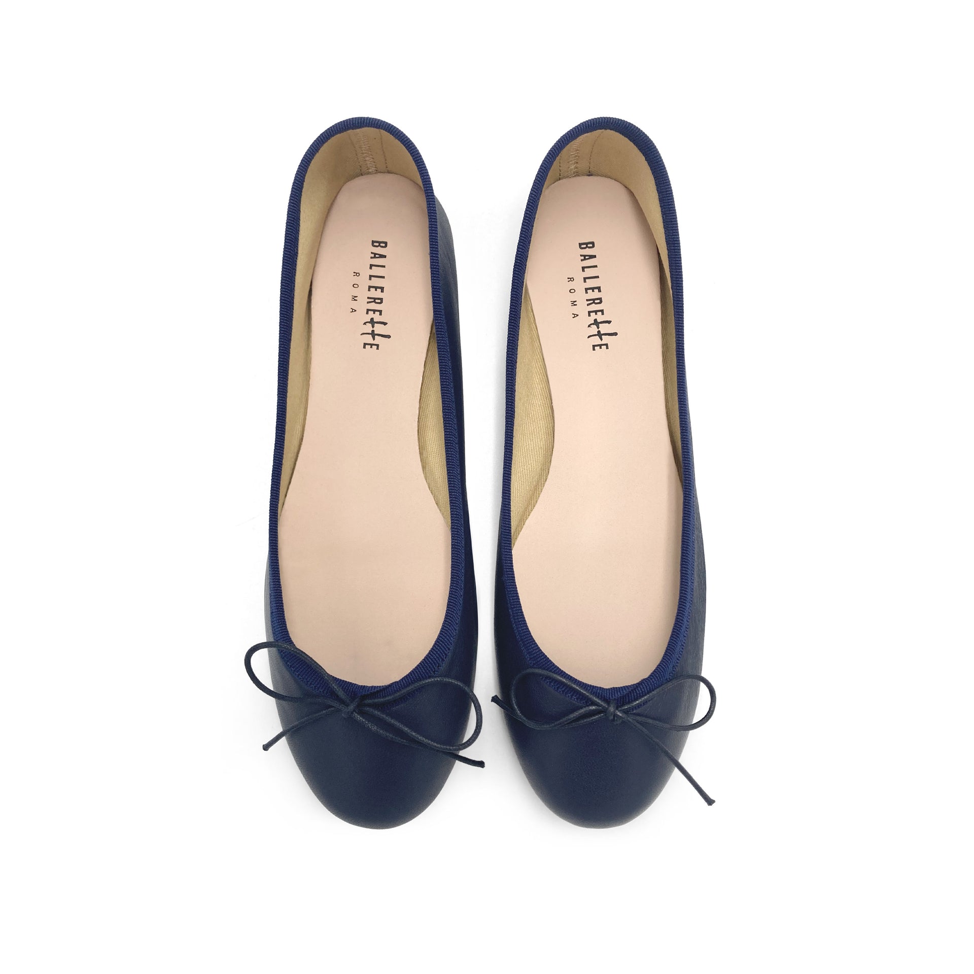 Navy blue leather ballet flats - Main Image
