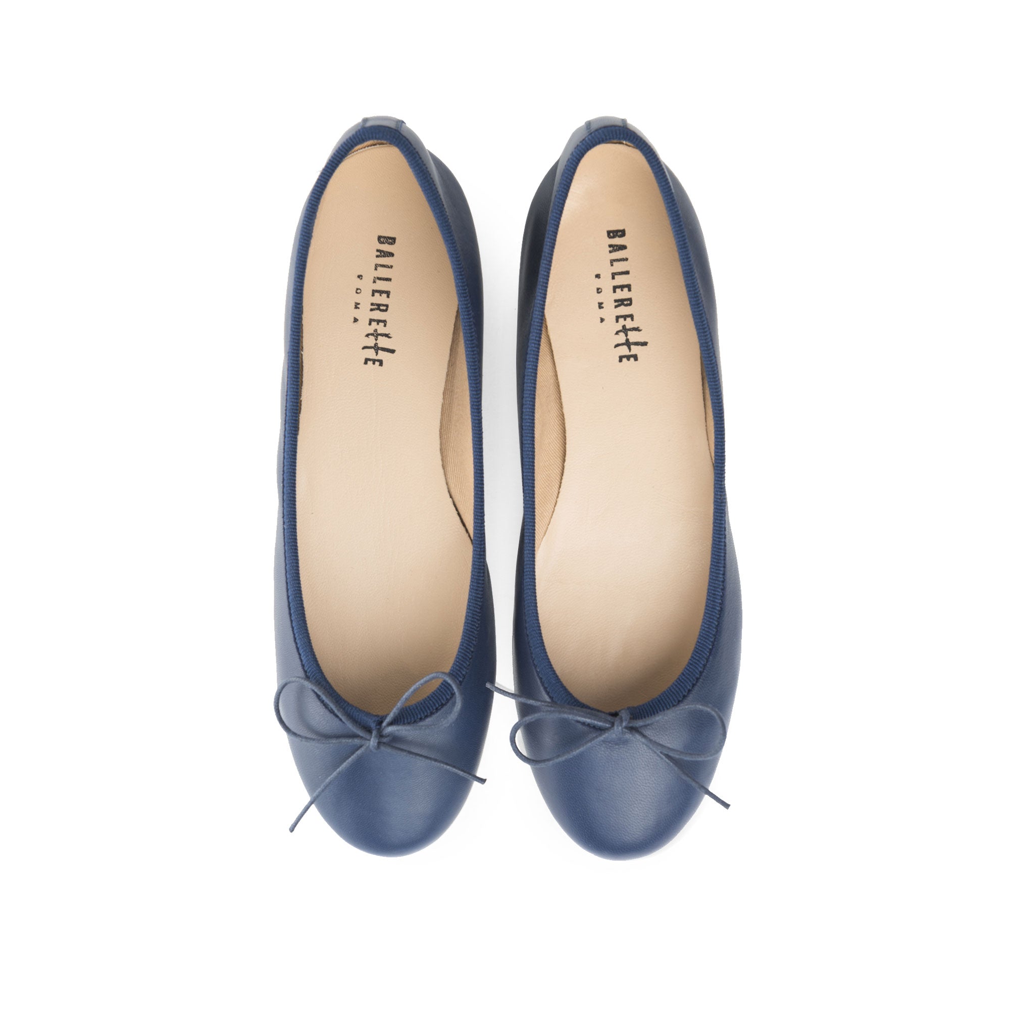 Navy blue leather ballet flats