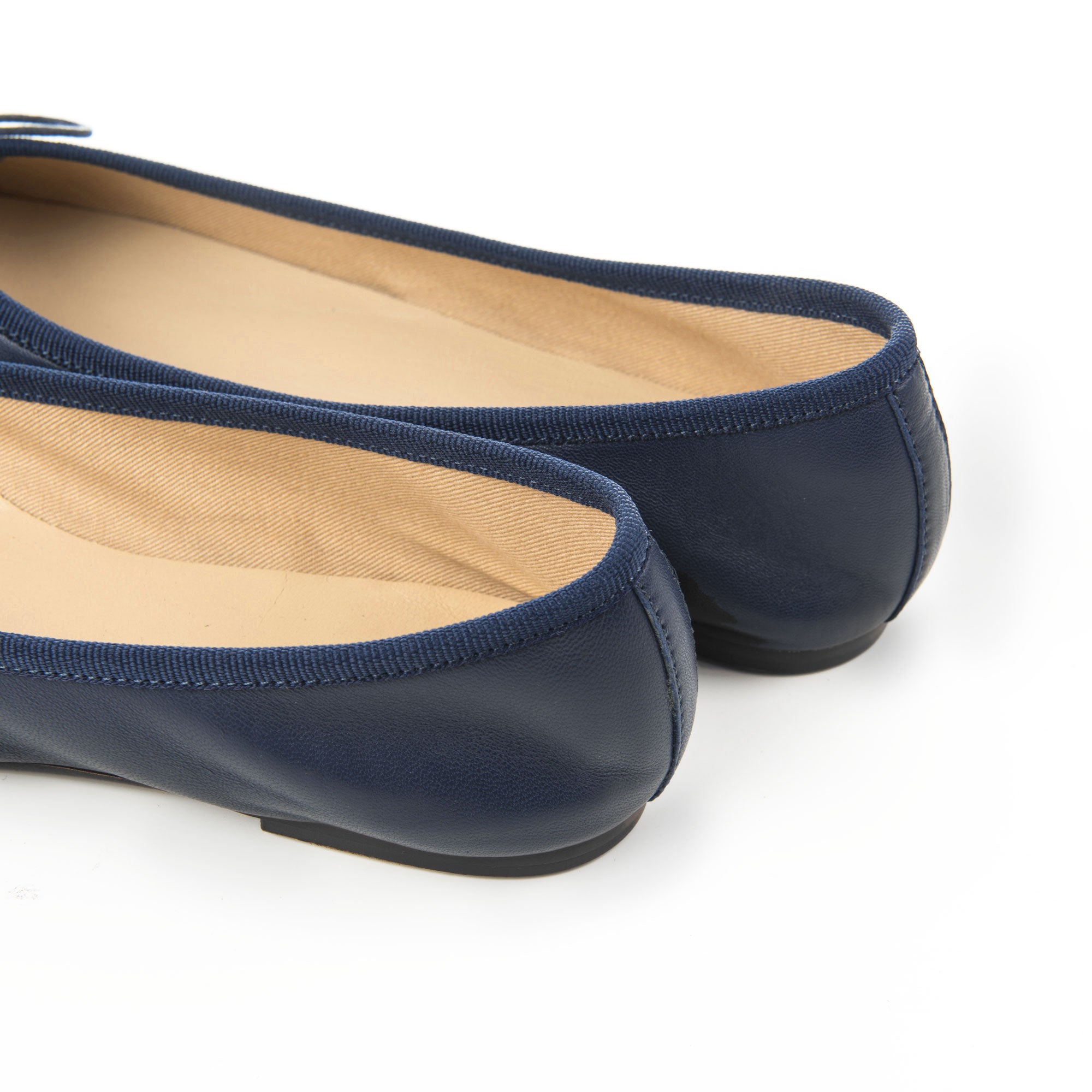 Navy blue leather ballet flats