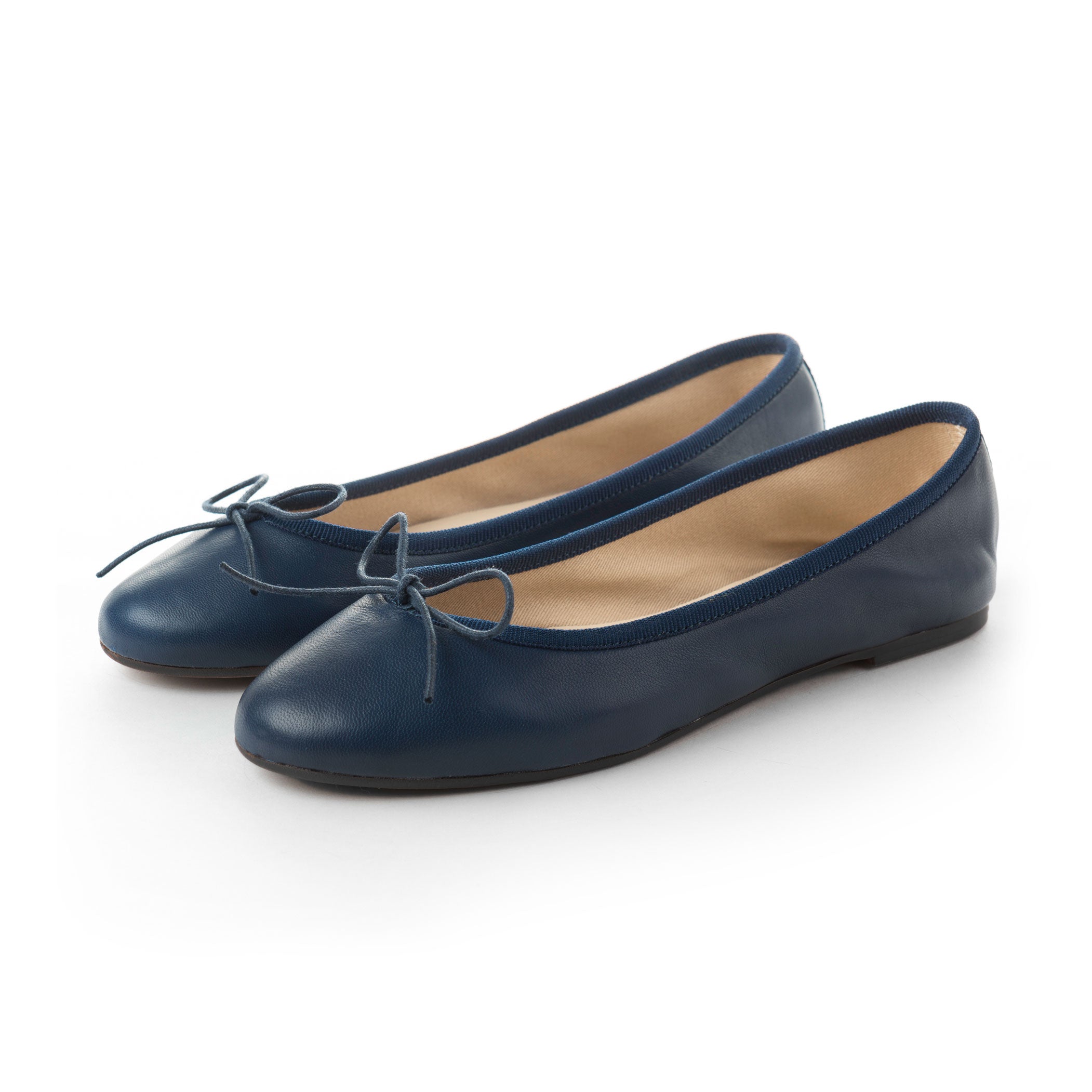 Navy blue leather ballet flats