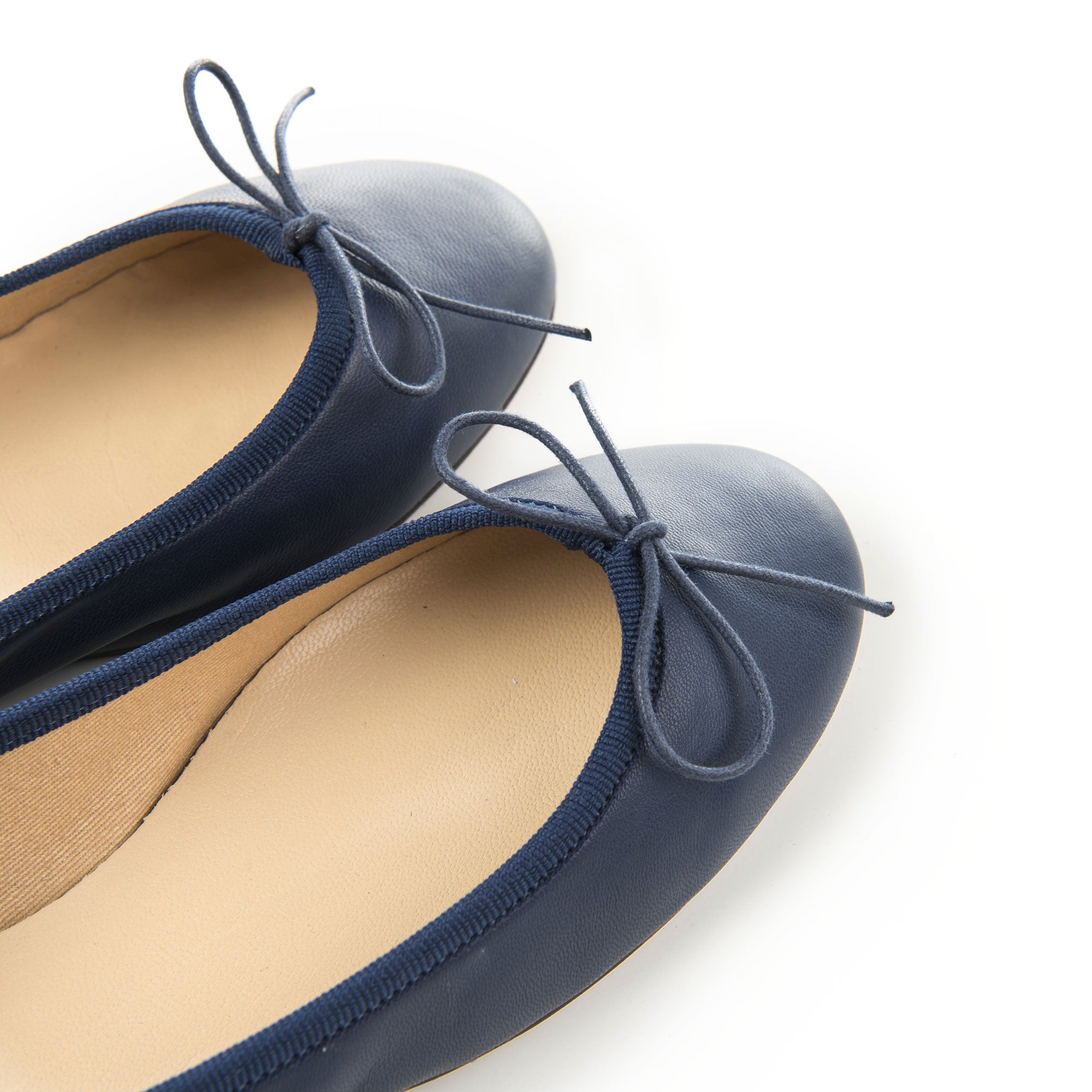 Navy blue leather ballet flats