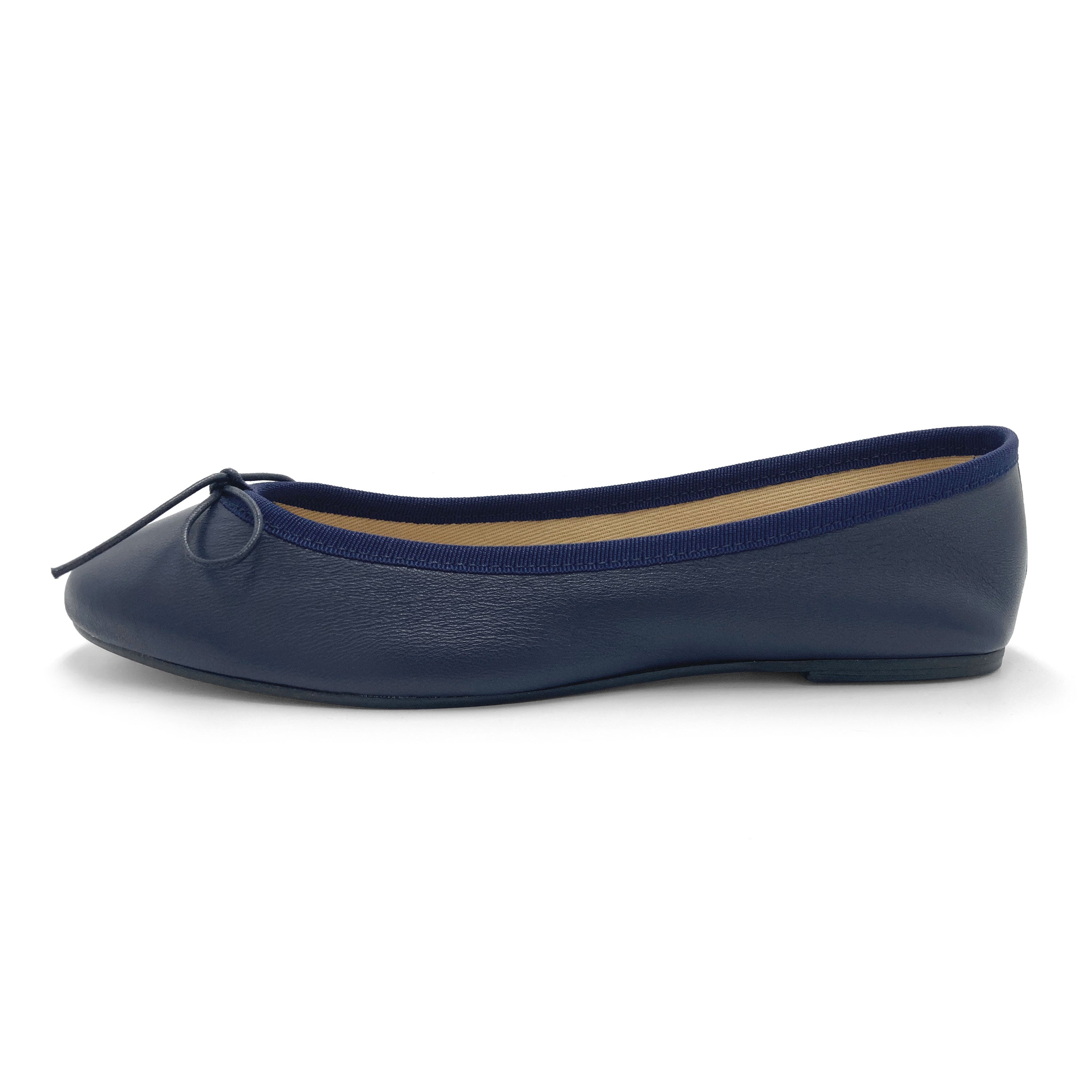 Navy blue leather ballet flats