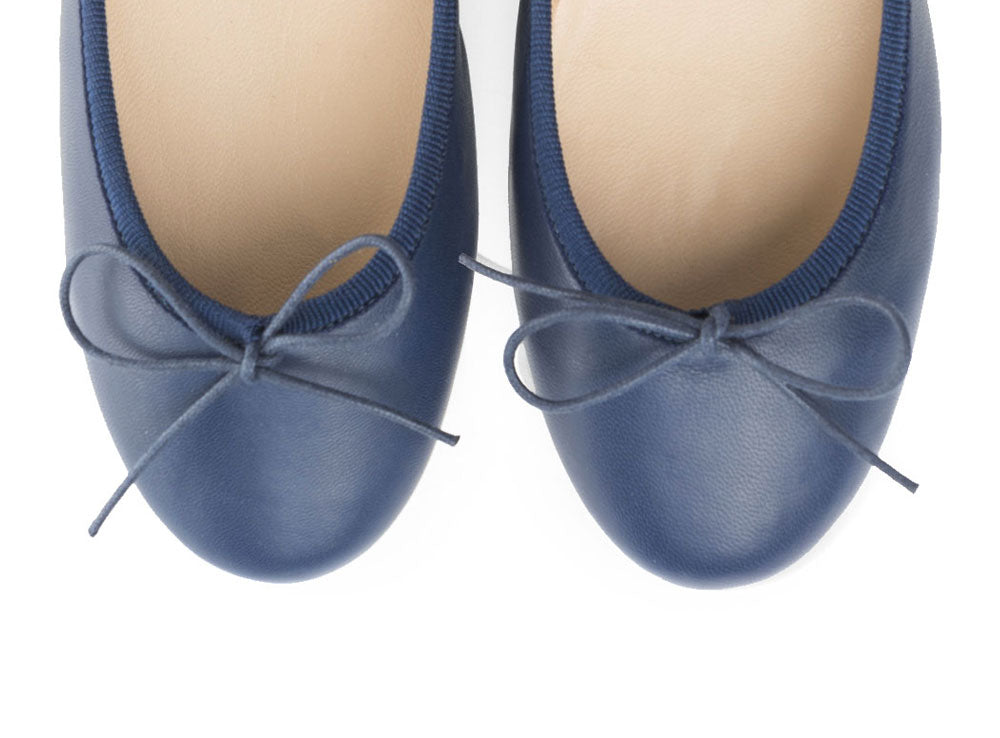 Navy blue leather ballet flats