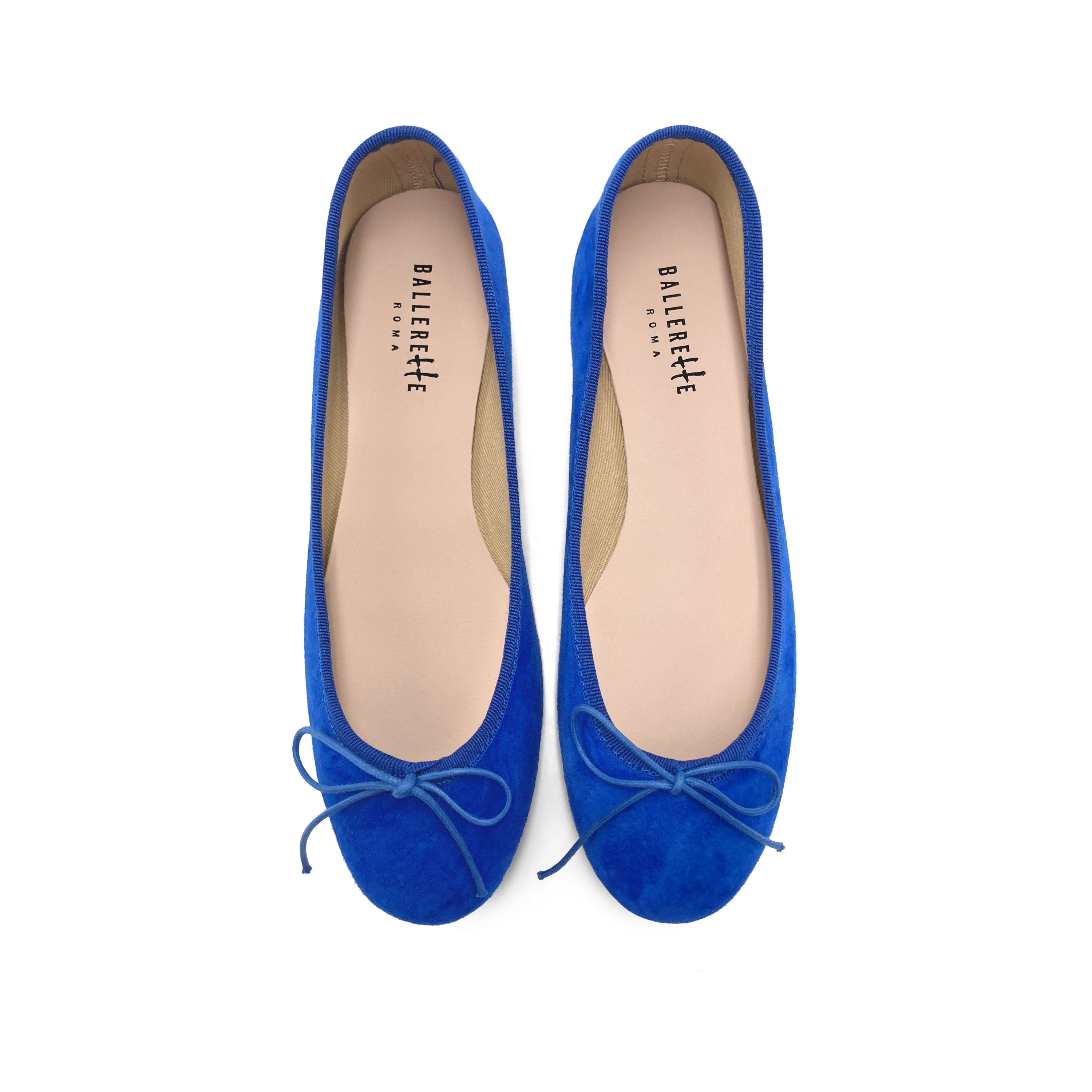 Royal blue suede ballet flats