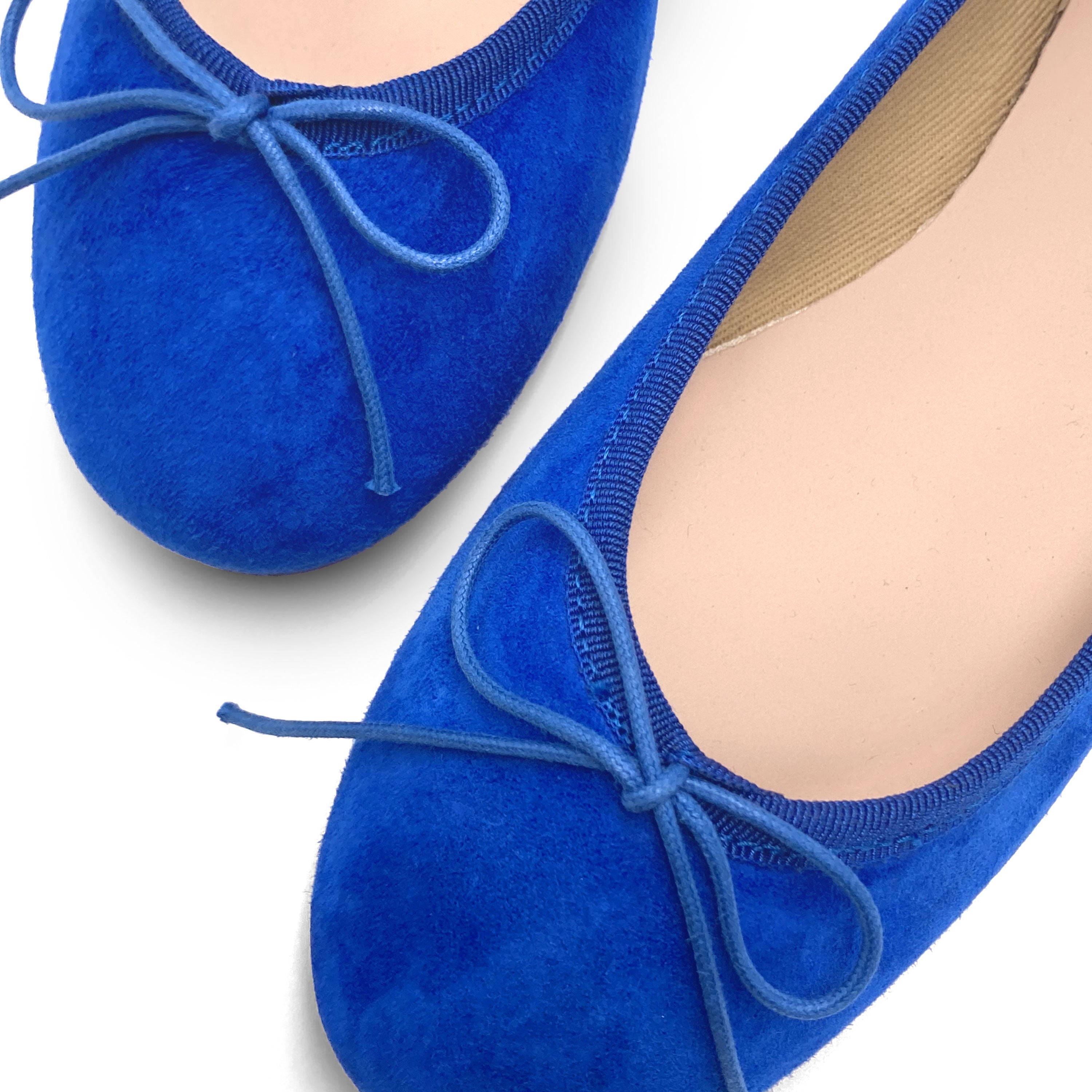 Royal blue suede ballet flats