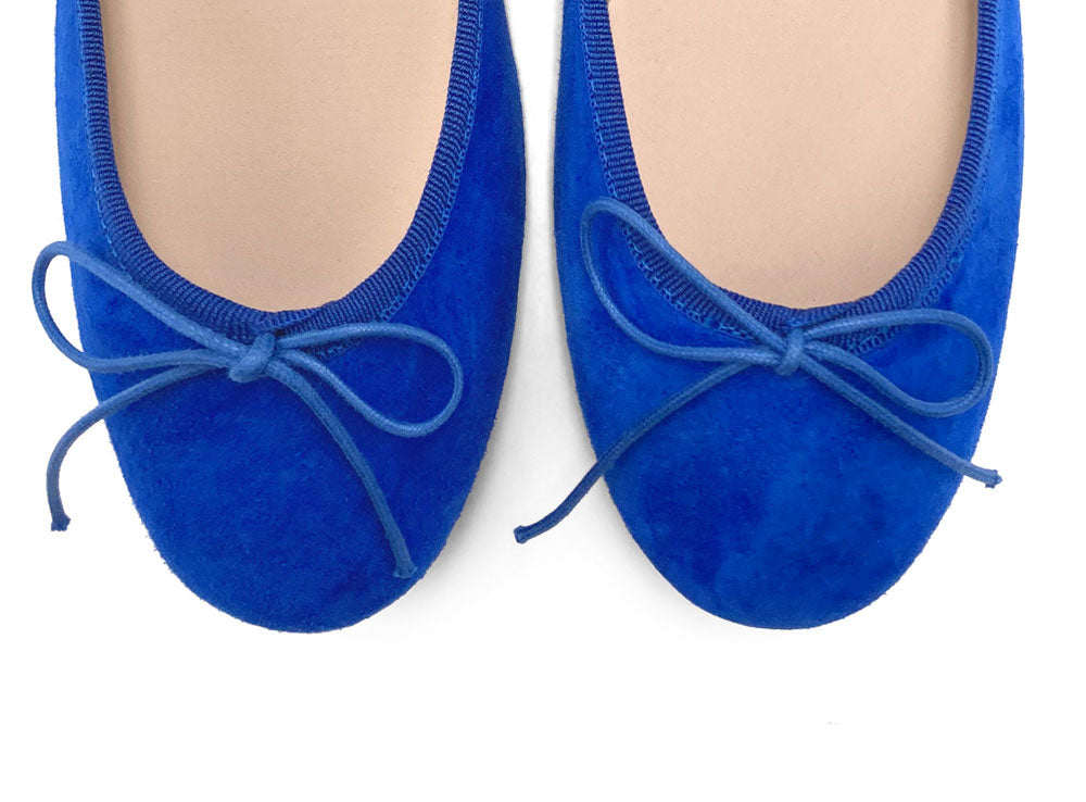 Royal blue suede ballet flats
