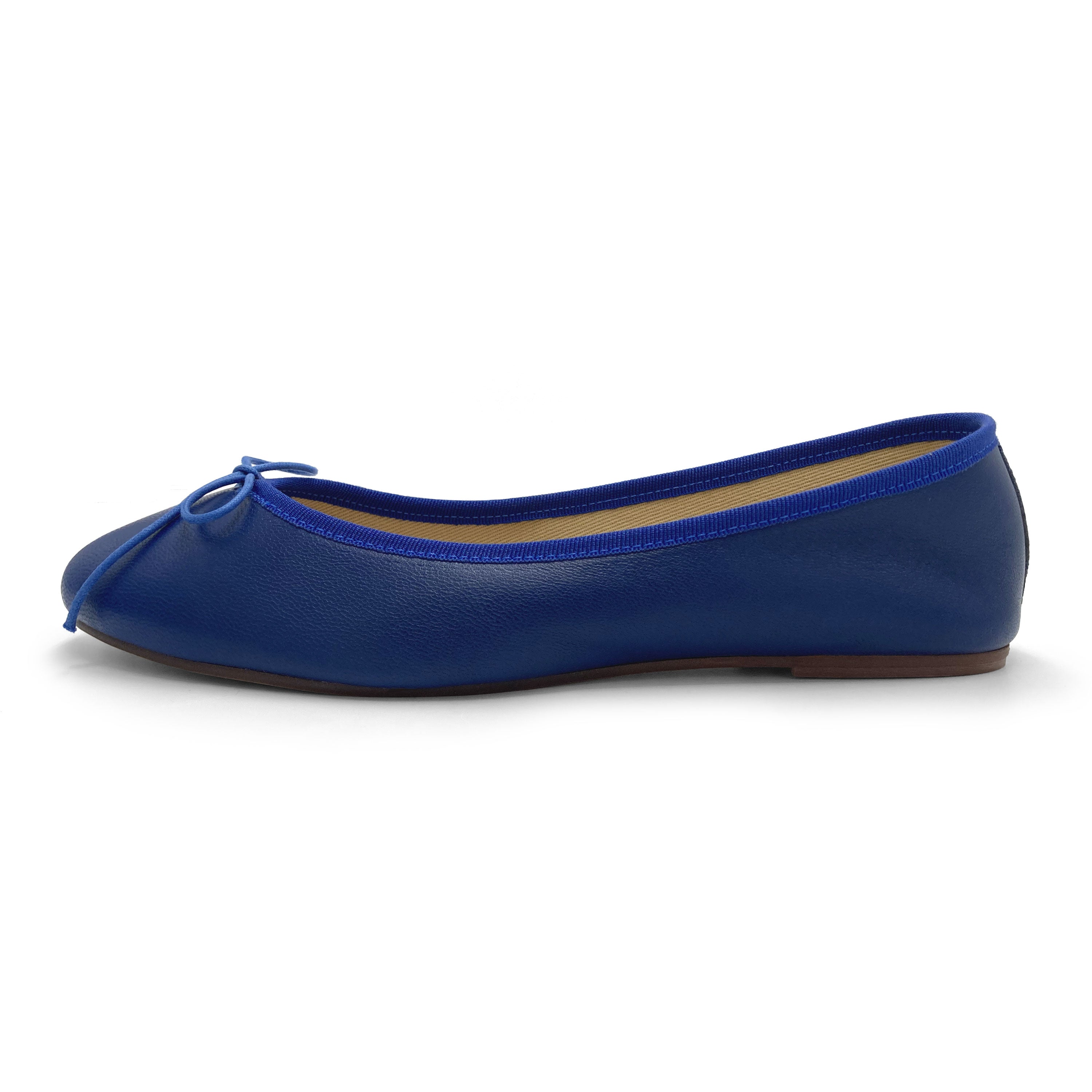 Royal blue leather ballet flat