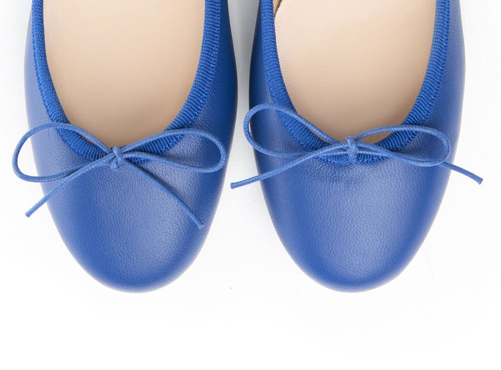 Royal blue leather ballet flat