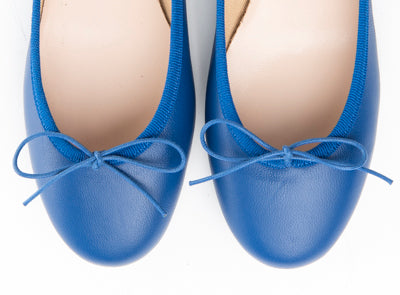 Royal blue leather ballet flat