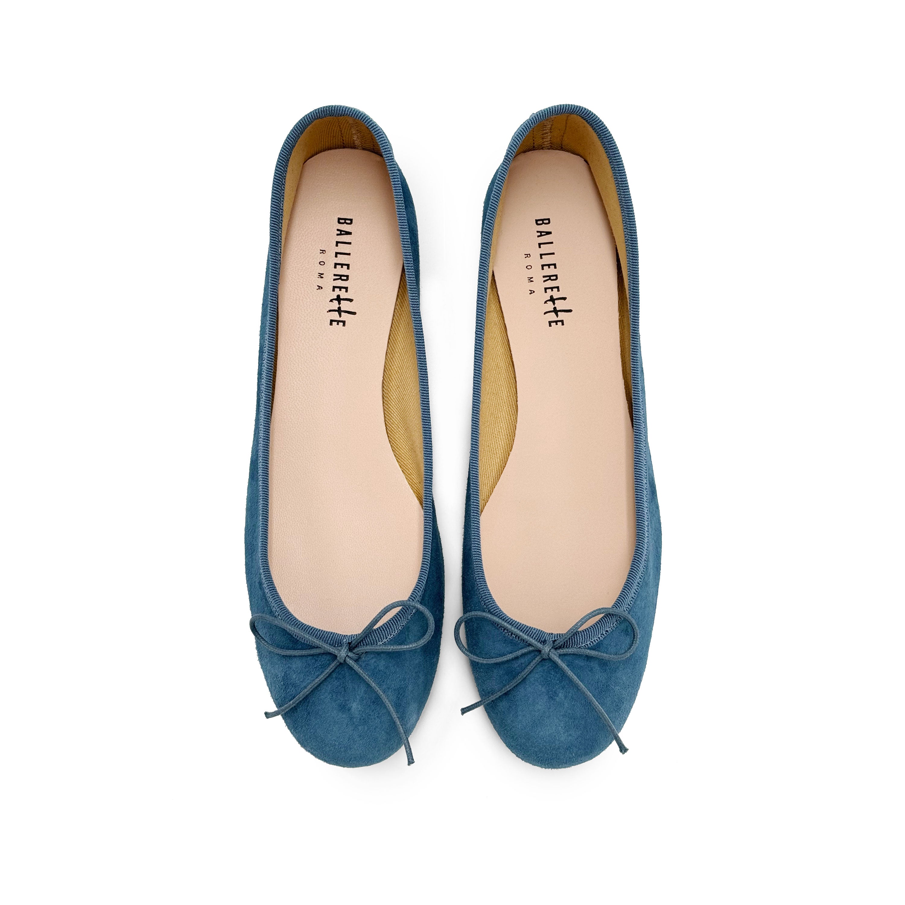 Cerulean blue suede ballet flats