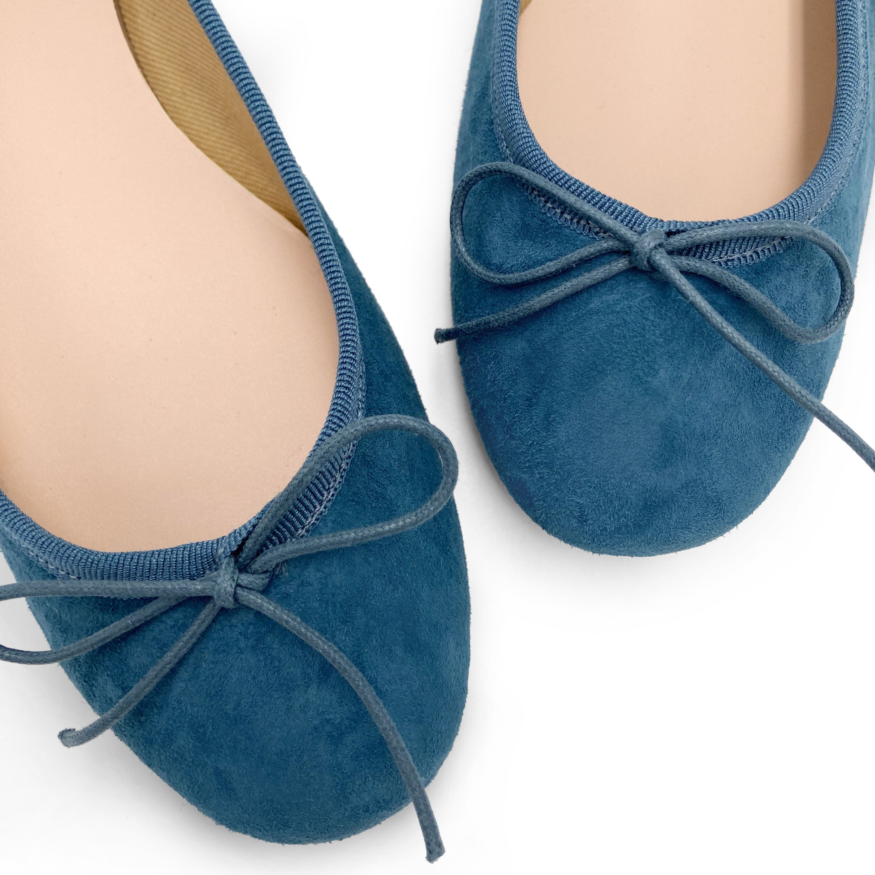 Cerulean blue suede ballet flats