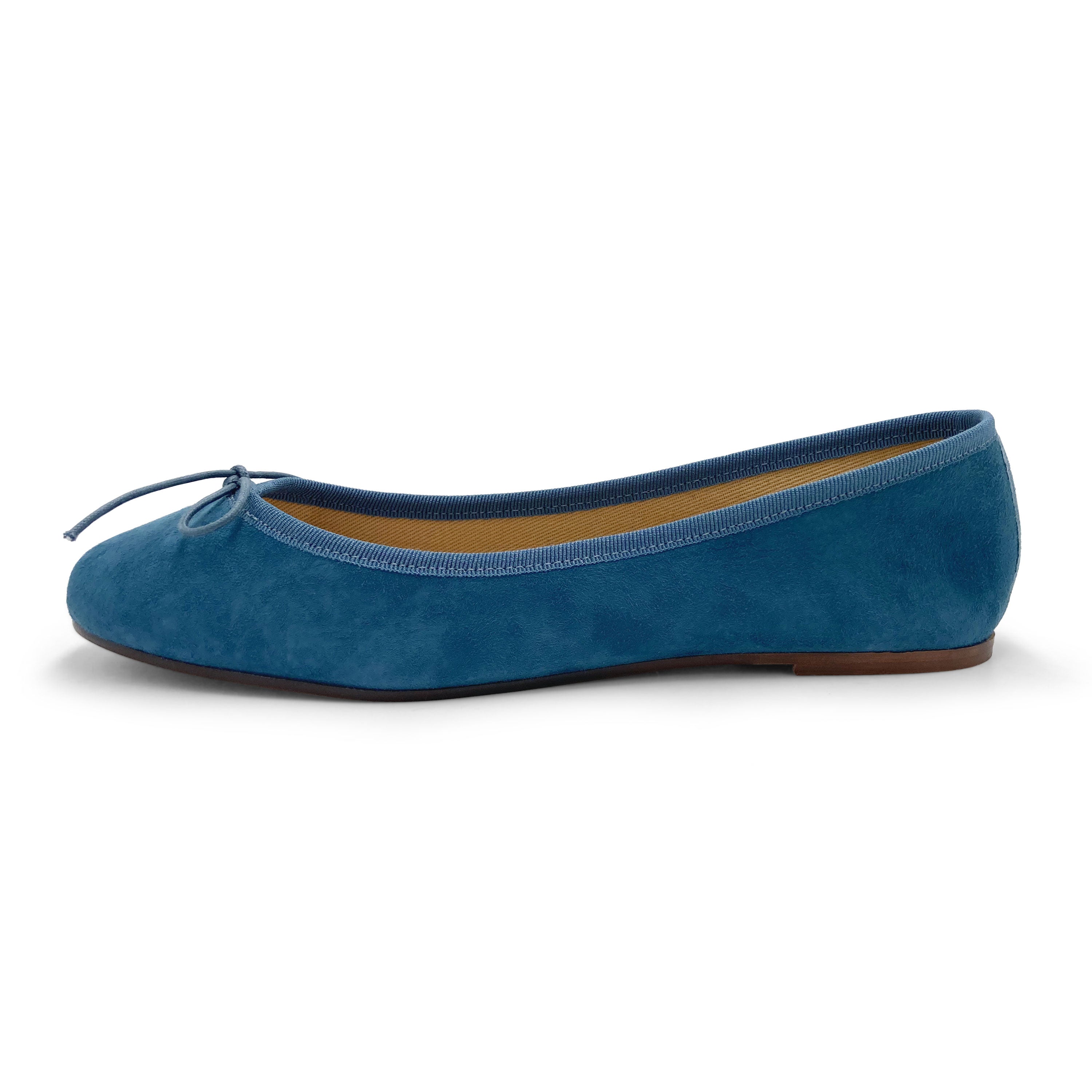 Cerulean blue suede ballet flats