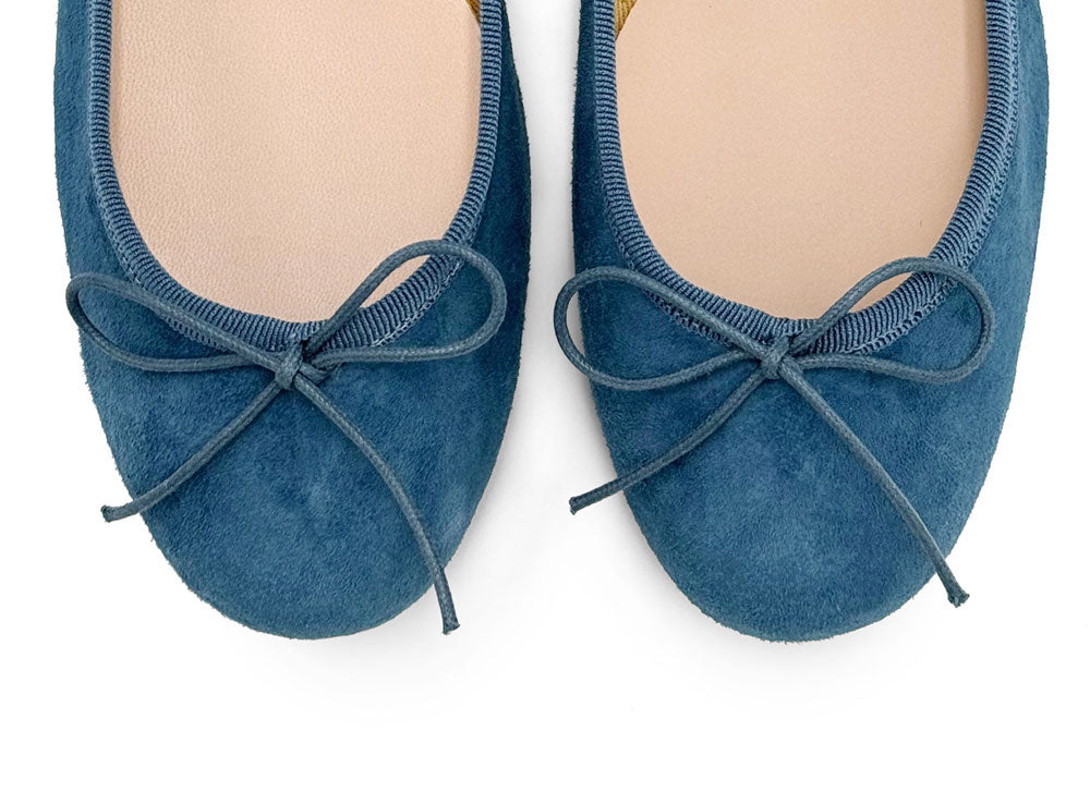 Cerulean blue suede ballet flats