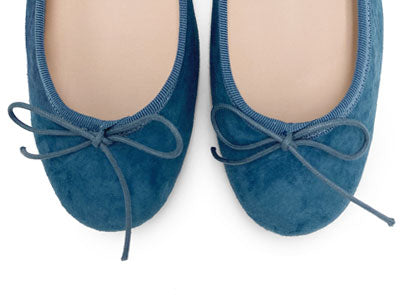 Cerulean blue suede ballet flats